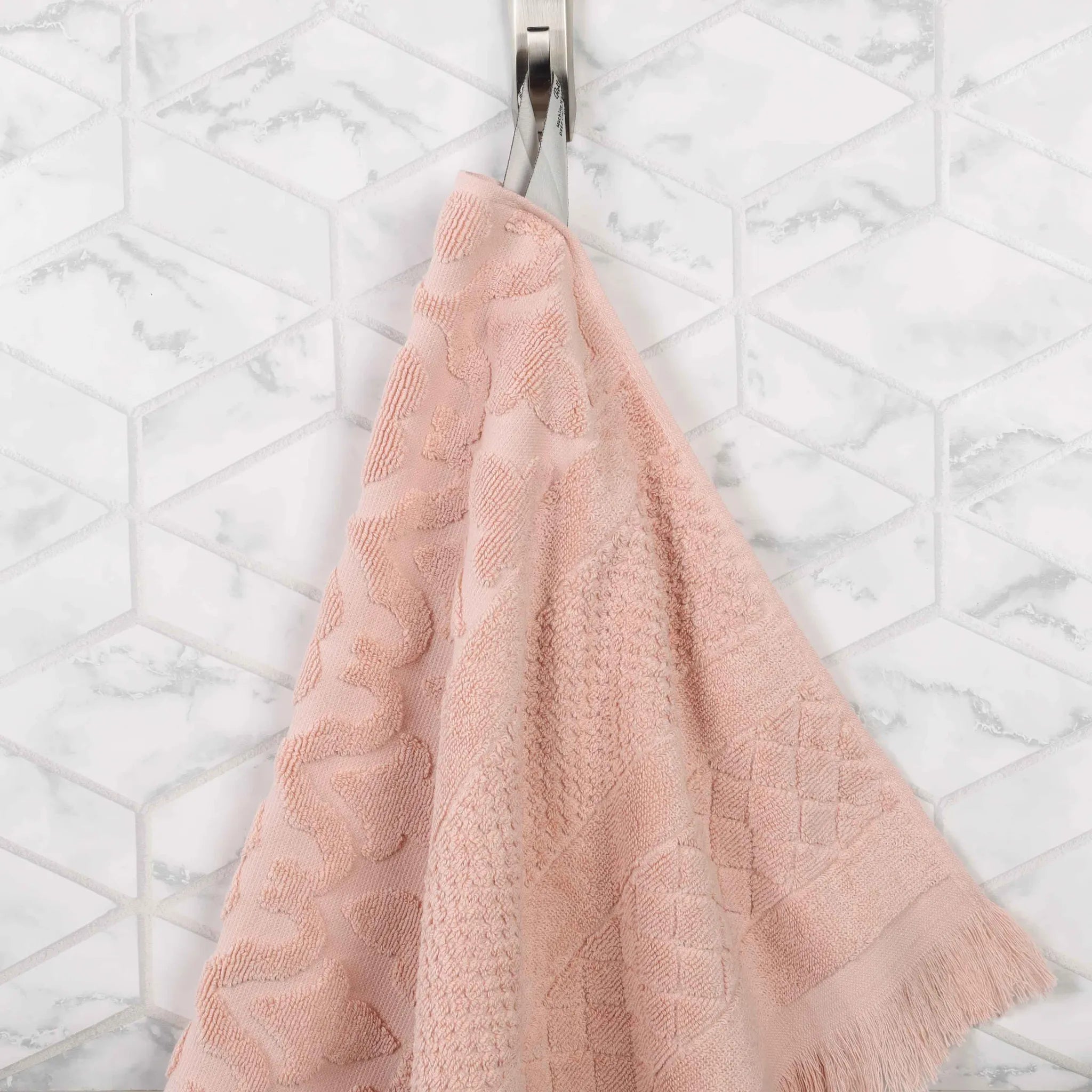 Cotton Geometric Jacquard Absorbent Bath Towel Set of 3 - Bath Towel by Superior Brand