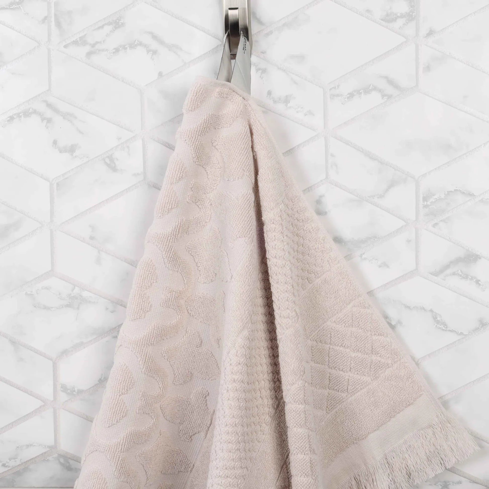 Cotton Geometric Jacquard Absorbent Bath Towel Set of 3 - Bath Towel by Superior Brand