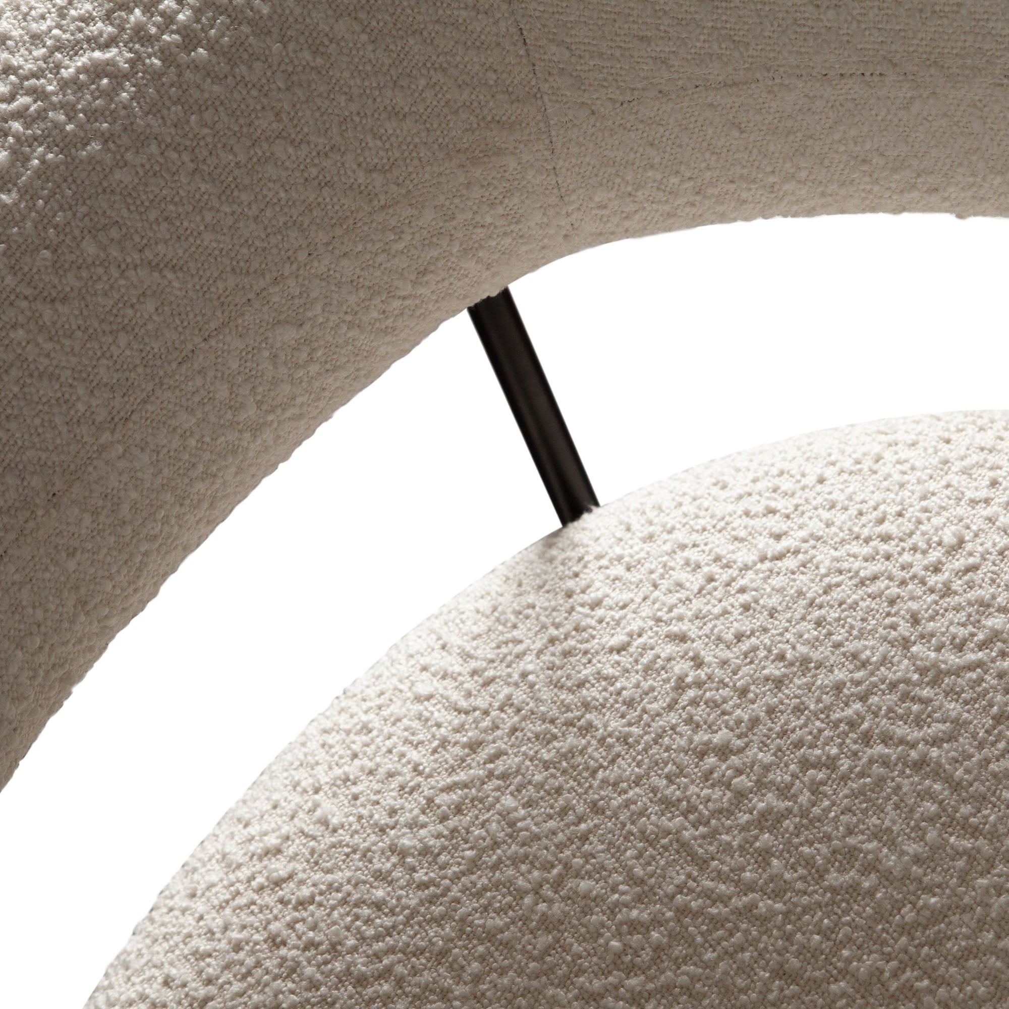 District Accent Chair in Ivory Boucle Fabric w/ Black Metal Frame by Diamond Sofa