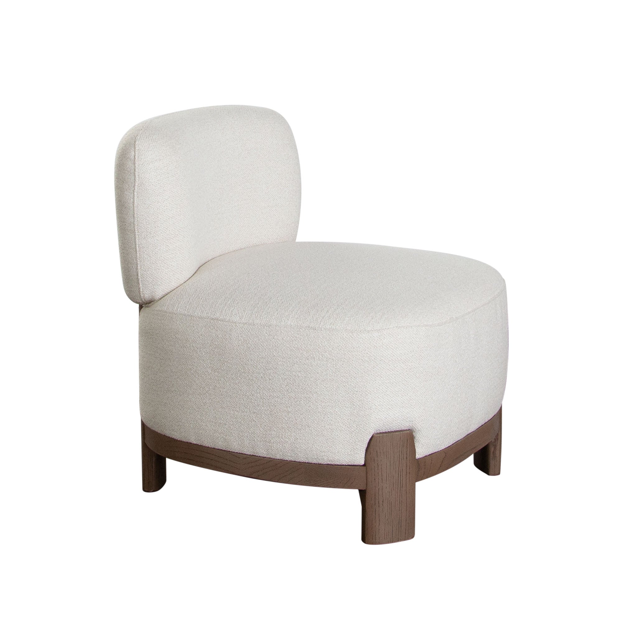 Dove Armless Accent Chair in Cream Polyester Fabric with Wood Trim by Diamond Sofa
