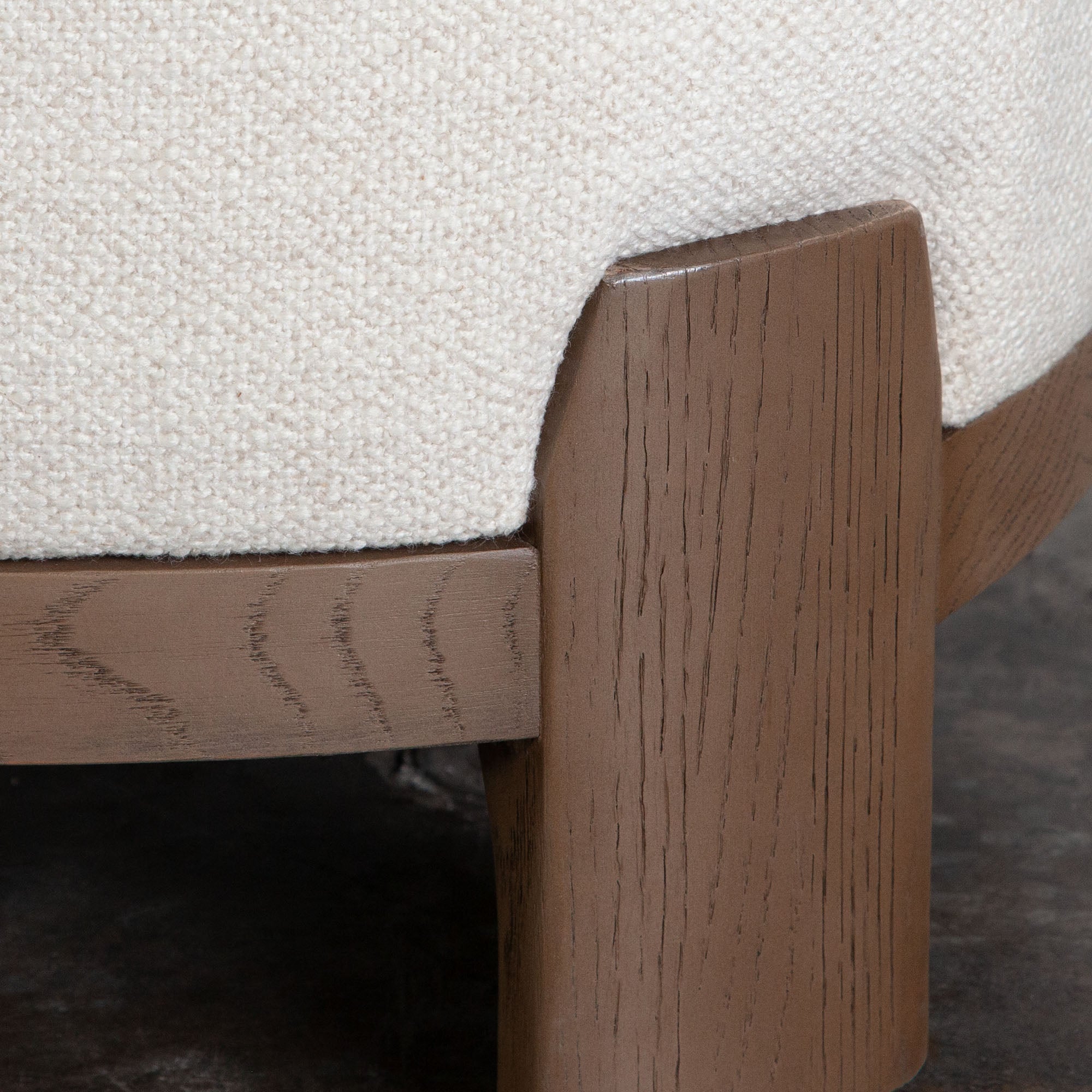 Dove Armless Accent Chair in Cream Polyester Fabric with Wood Trim by Diamond Sofa