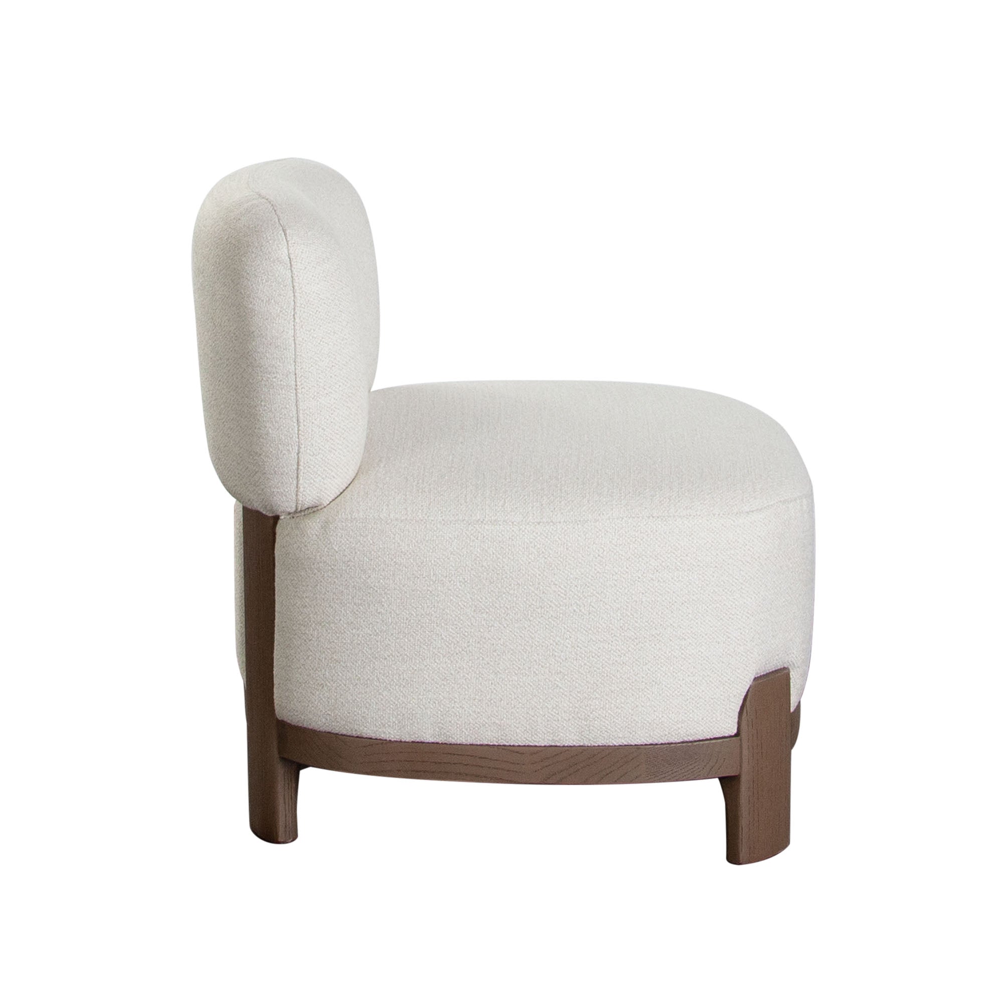 Dove Armless Accent Chair in Cream Polyester Fabric with Wood Trim by Diamond Sofa