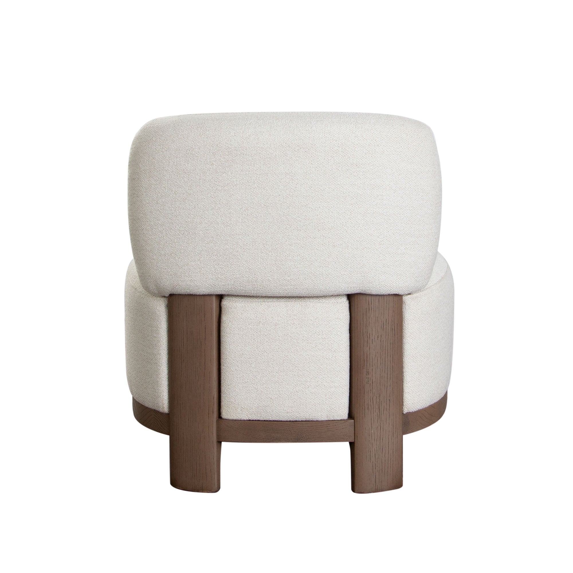 Dove Armless Accent Chair in Cream Polyester Fabric with Wood Trim by Diamond Sofa