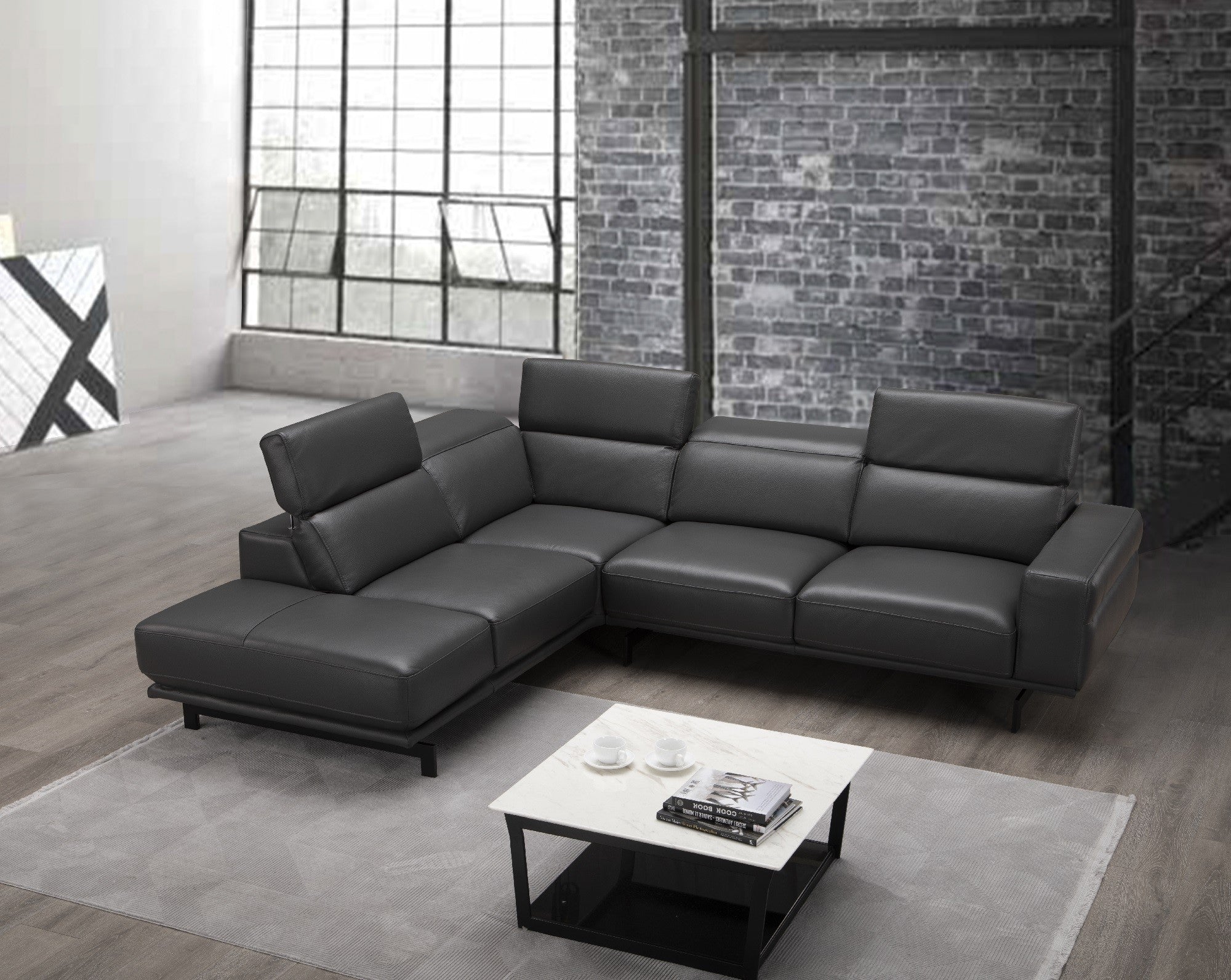 Davenport Leather Sectional J&M
