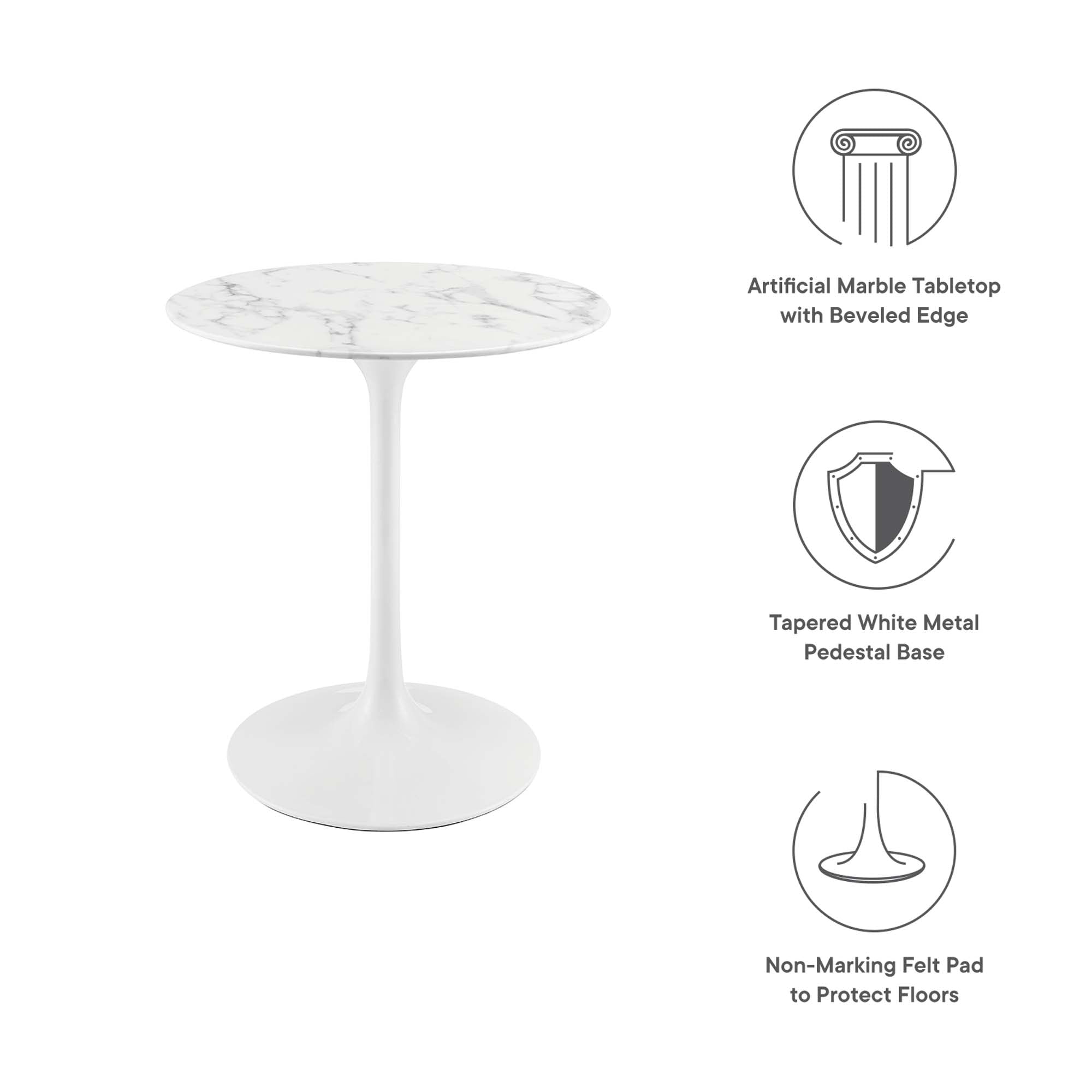 Lippa 28" Round Faux Marble Dining Table by Modway - Best Buy Furniture