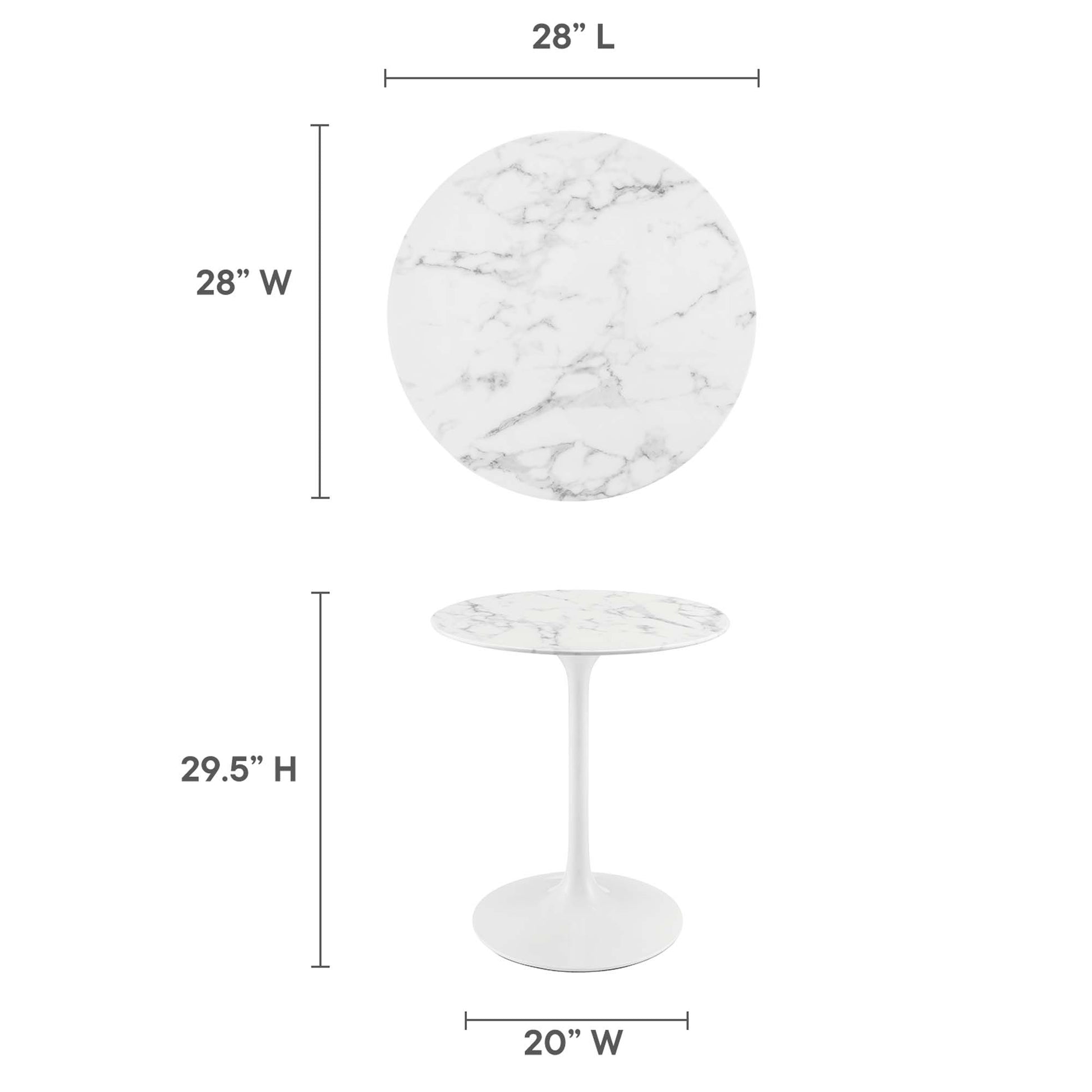Lippa 28" Round Faux Marble Dining Table by Modway - Best Buy Furniture