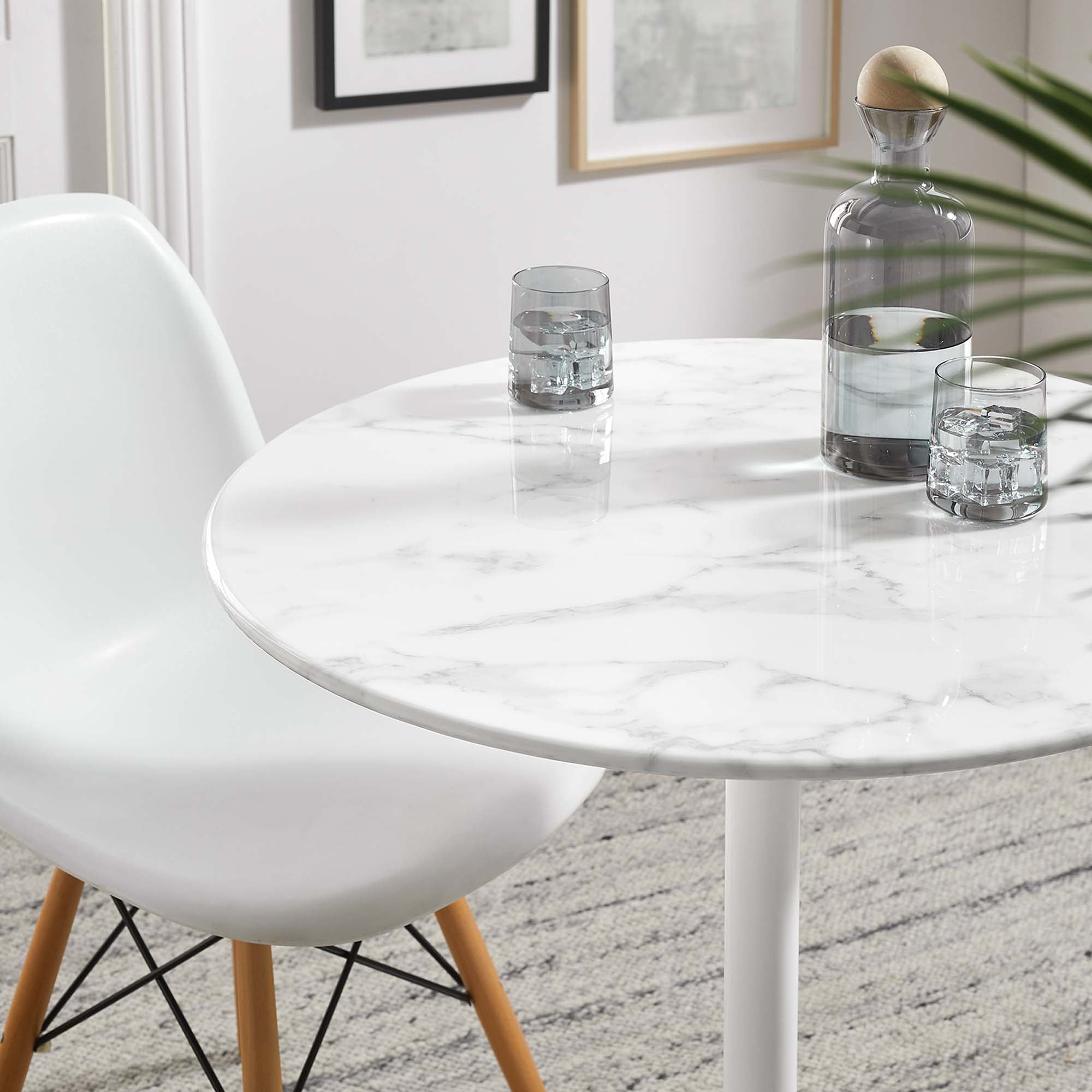 Lippa 28" Round Faux Marble Dining Table by Modway - Best Buy Furniture