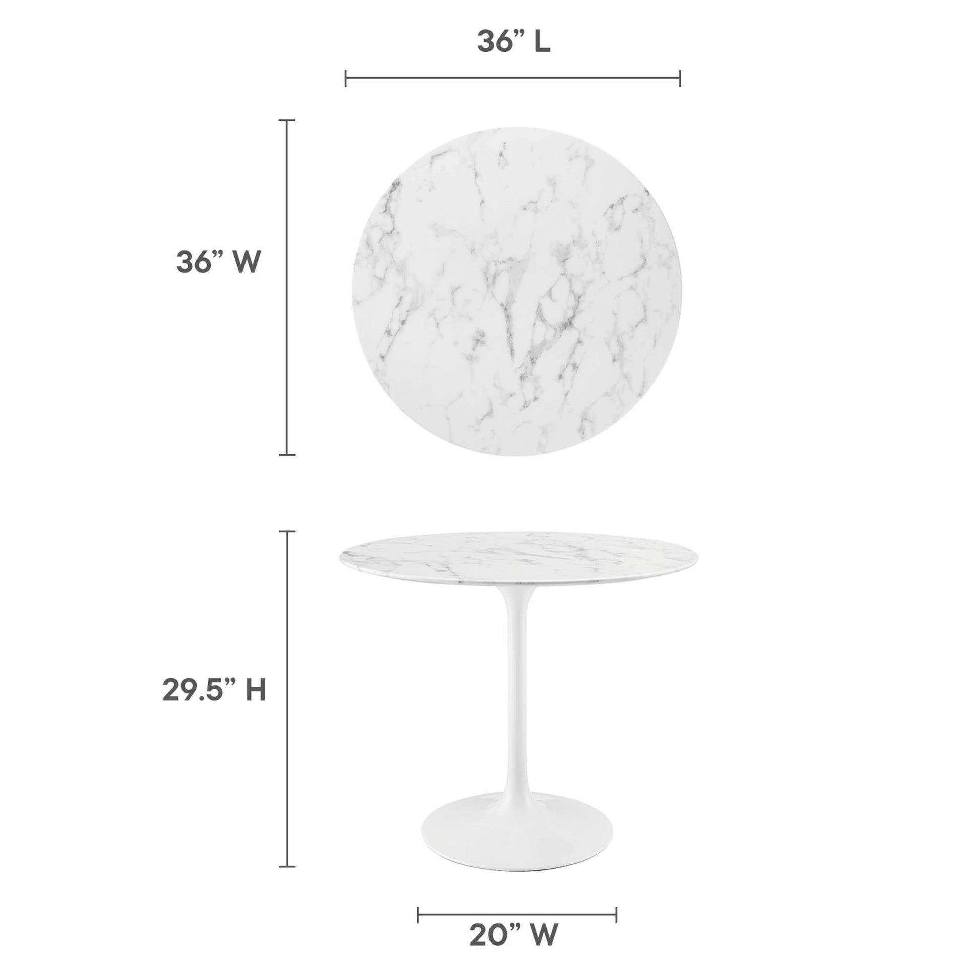 Lippa 36" Round Faux Marble Dining Table by Modway - Best Buy Furniture