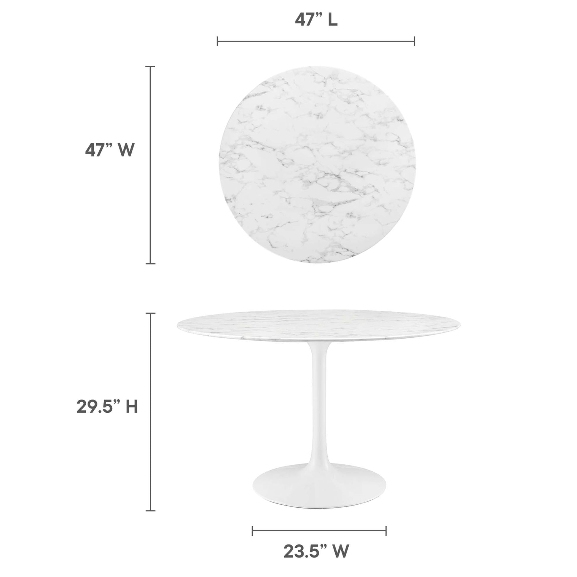 Lippa 48" Round Faux Marble Dining Table by Modway - Best Buy Furniture