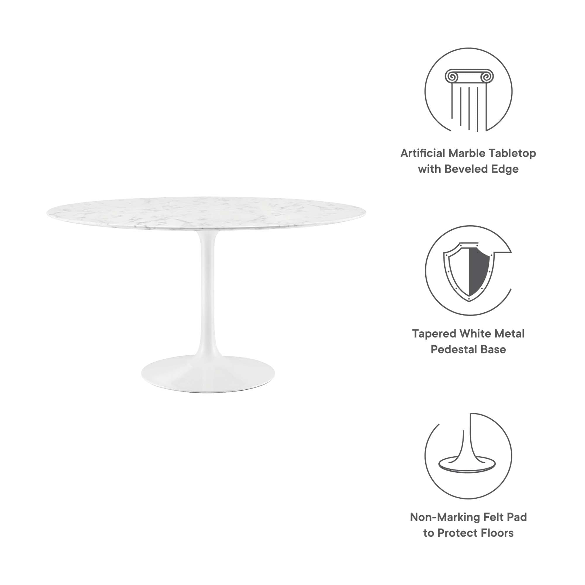 Lippa 54" Round Faux Marble Dining Table by Modway - Best Buy Furniture