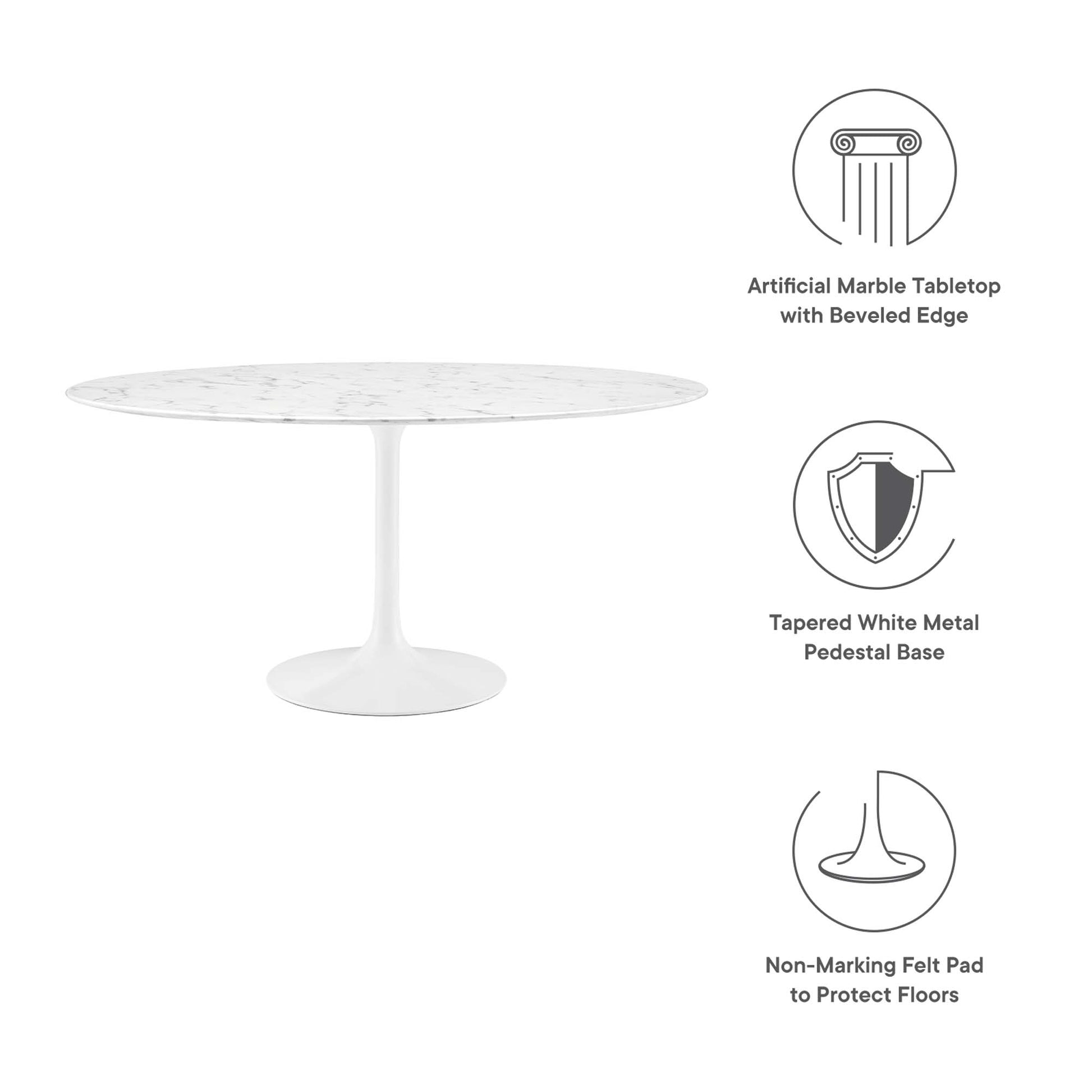 Lippa 60" Round Faux Marble Dining Table by Modway - Best Buy Furniture