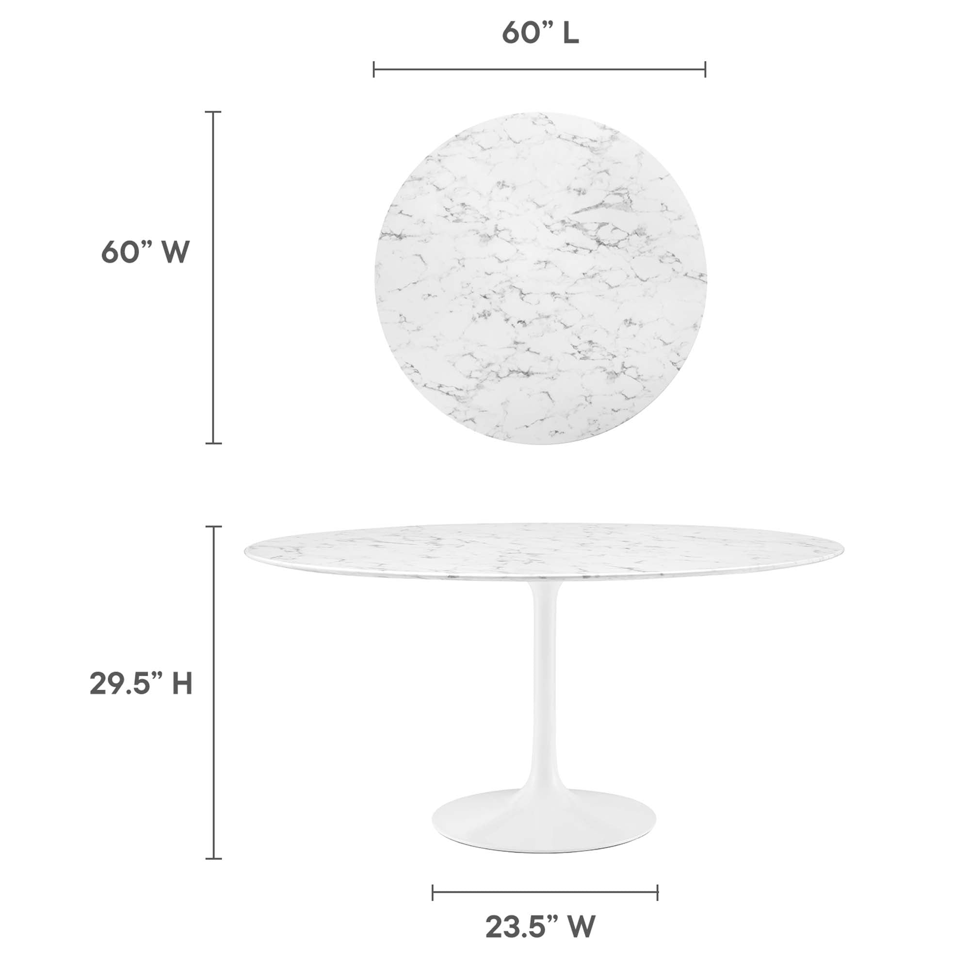 Lippa 60" Round Faux Marble Dining Table by Modway - Best Buy Furniture