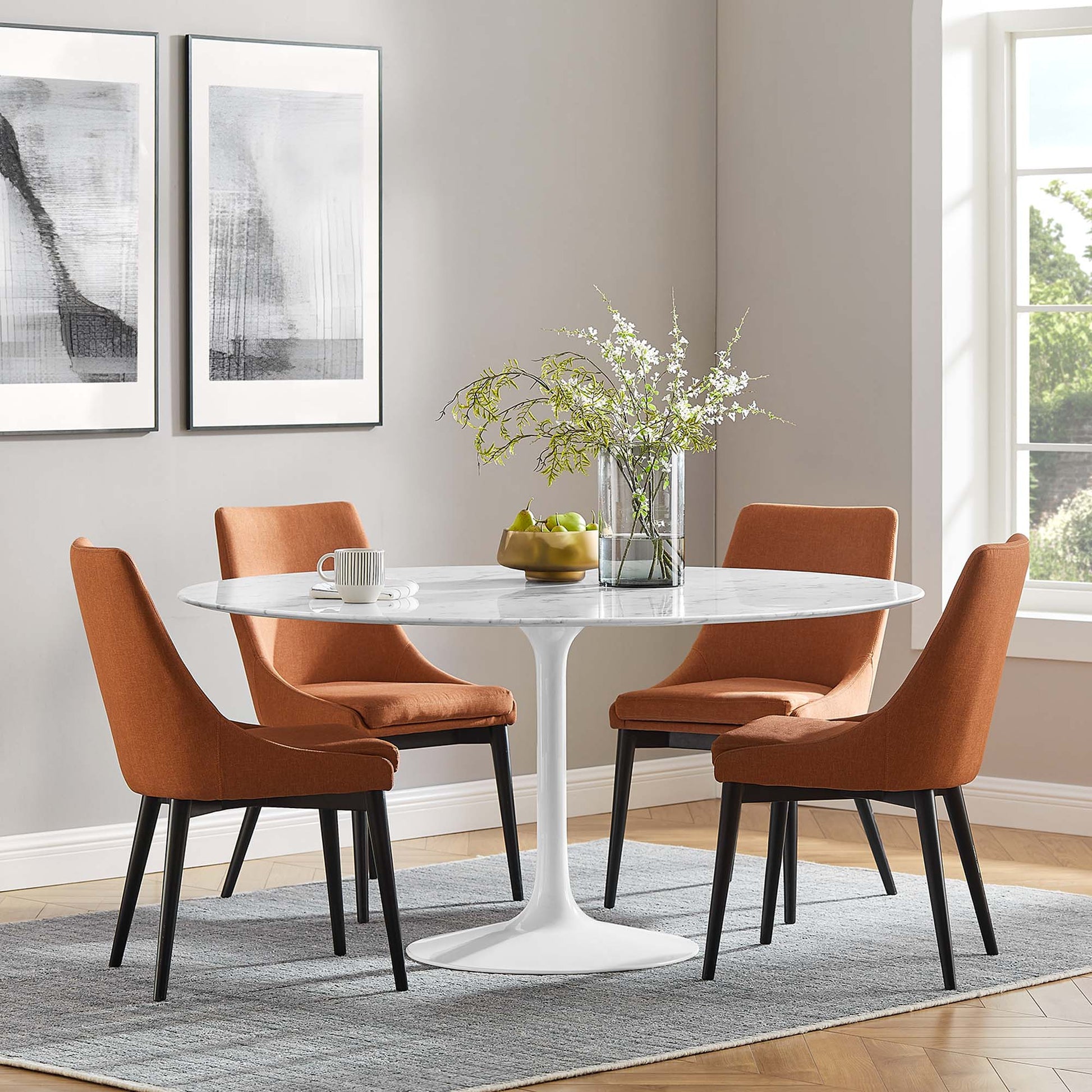 Lippa 60" Round Faux Marble Dining Table by Modway - Best Buy Furniture