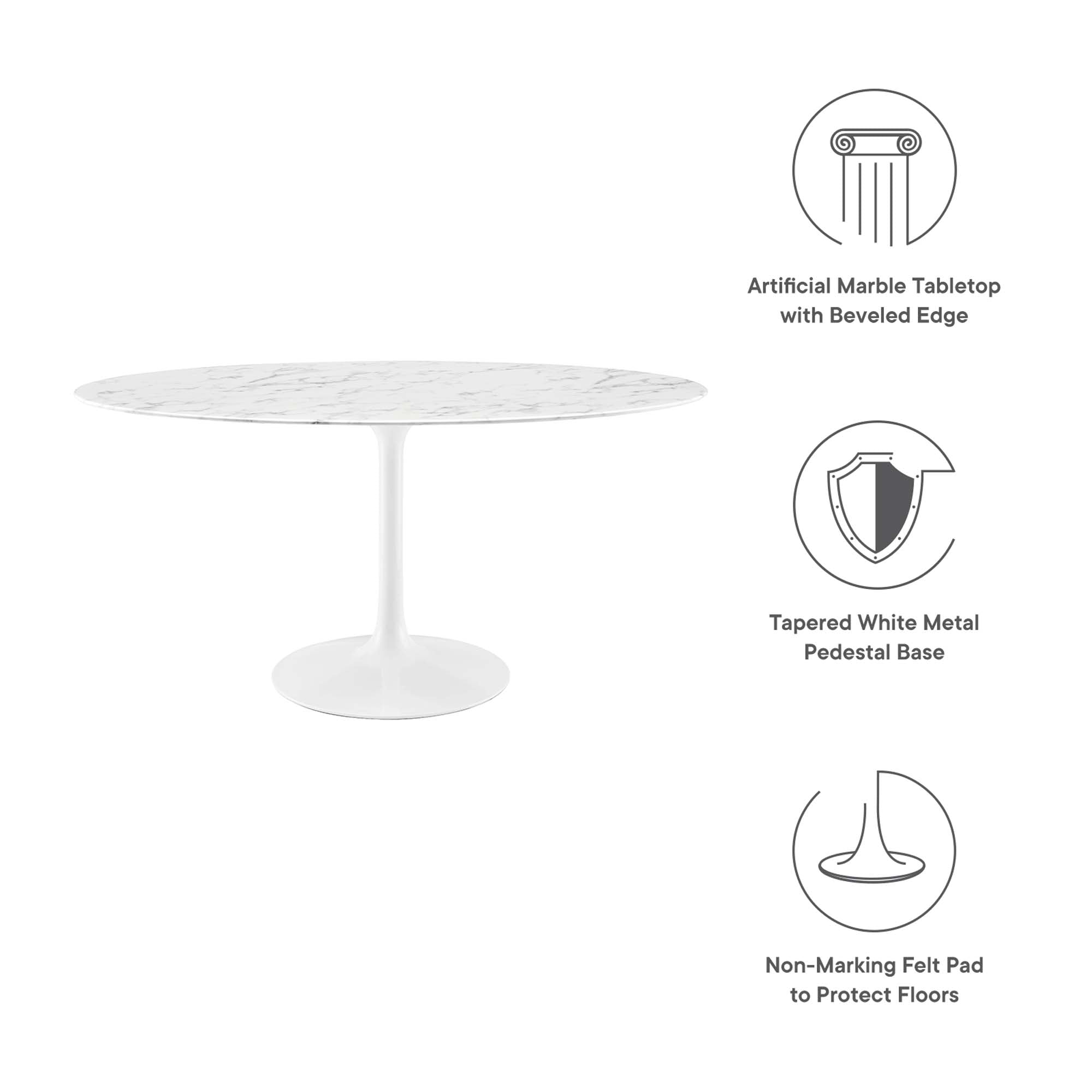 Lippa 60" Oval Faux Marble Dining Table by Modway - Best Buy Furniture