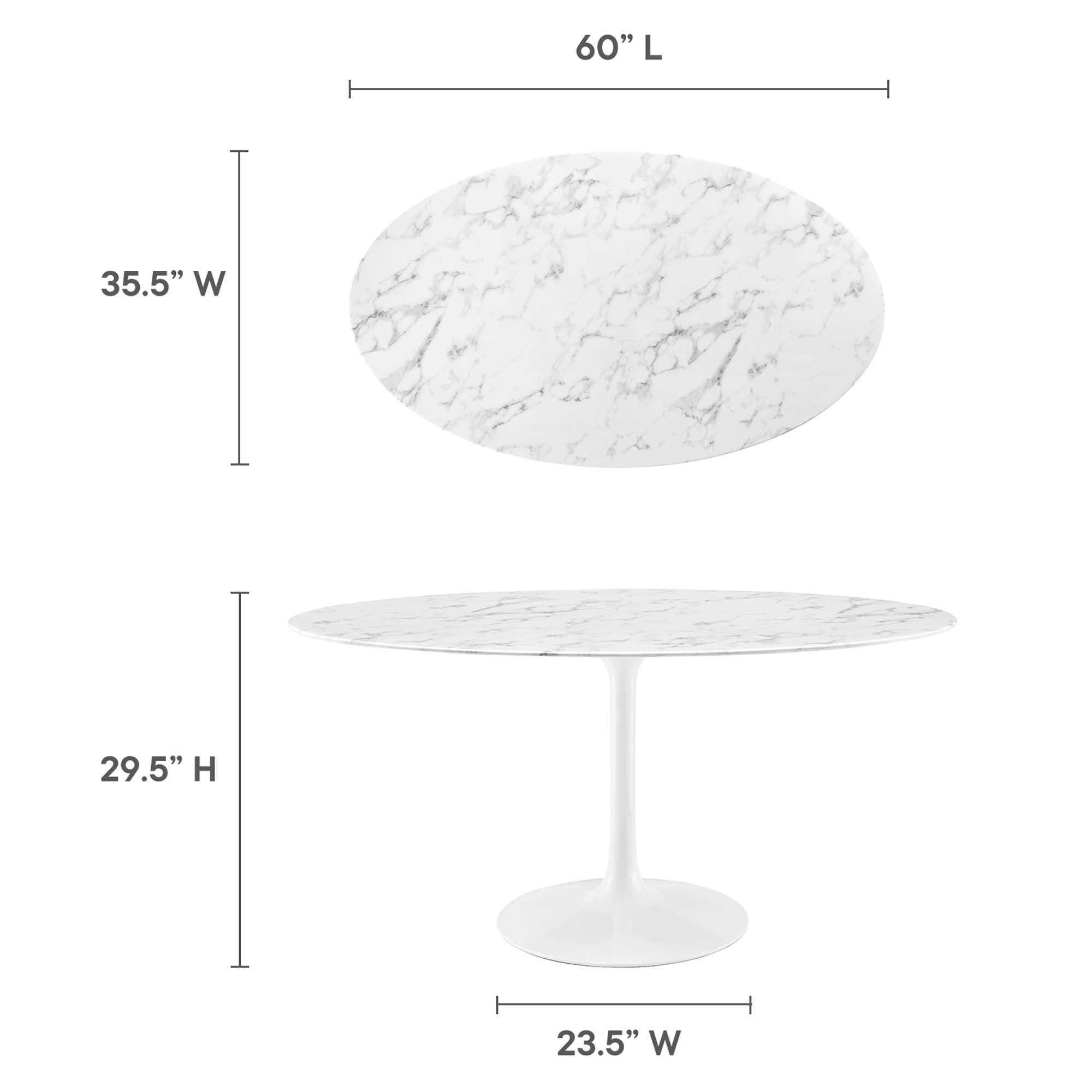 Lippa 60" Oval Faux Marble Dining Table by Modway - Best Buy Furniture