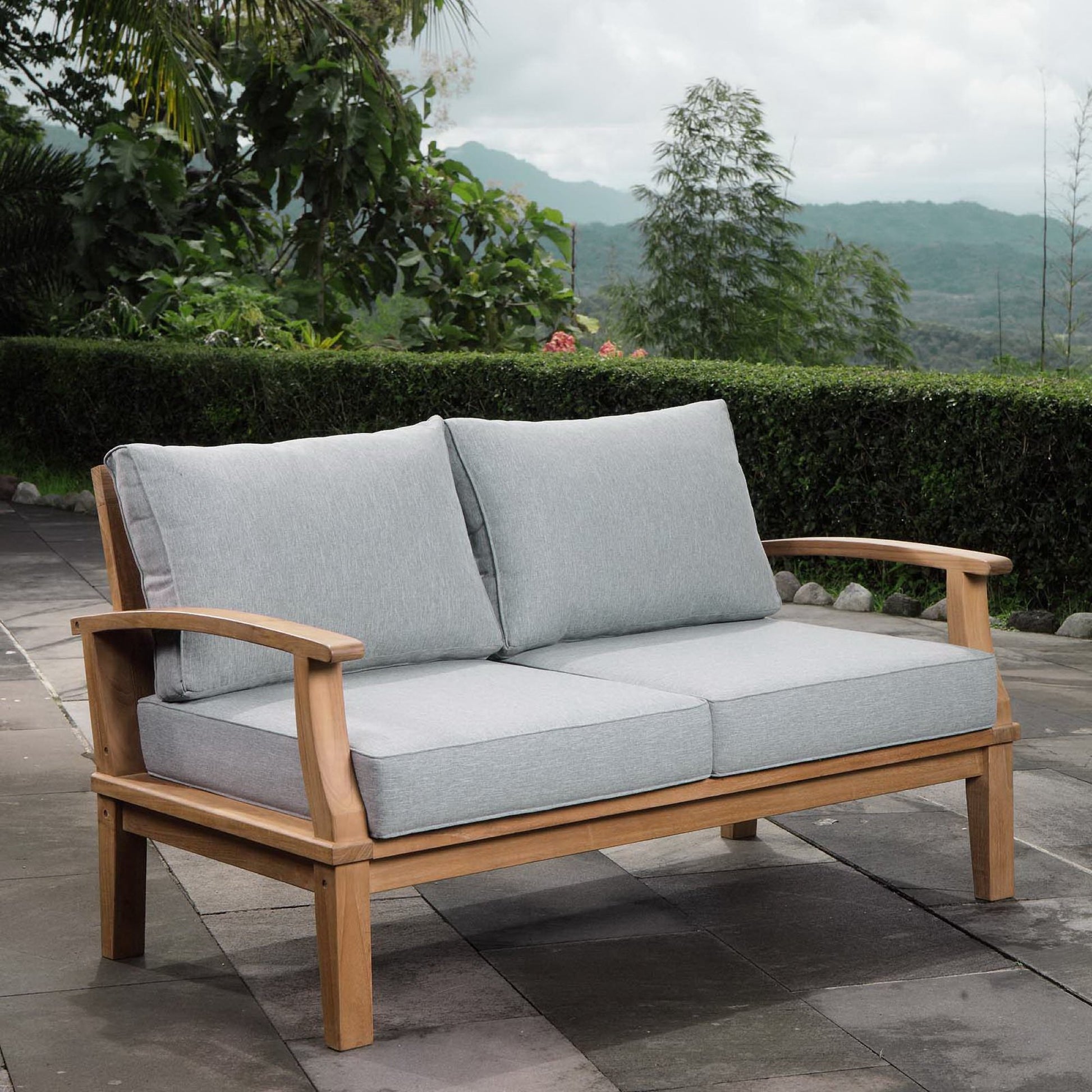 Marina Outdoor Patio Teak Loveseat by Modway - Best Buy Furniture