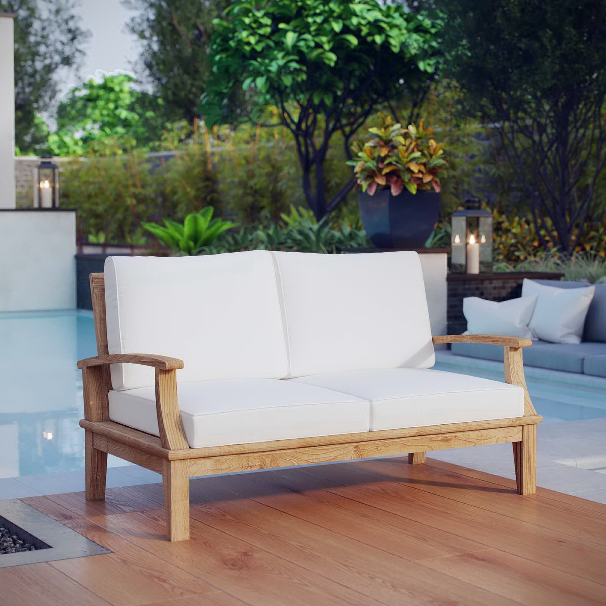 Marina Outdoor Patio Teak Loveseat by Modway - Best Buy Furniture