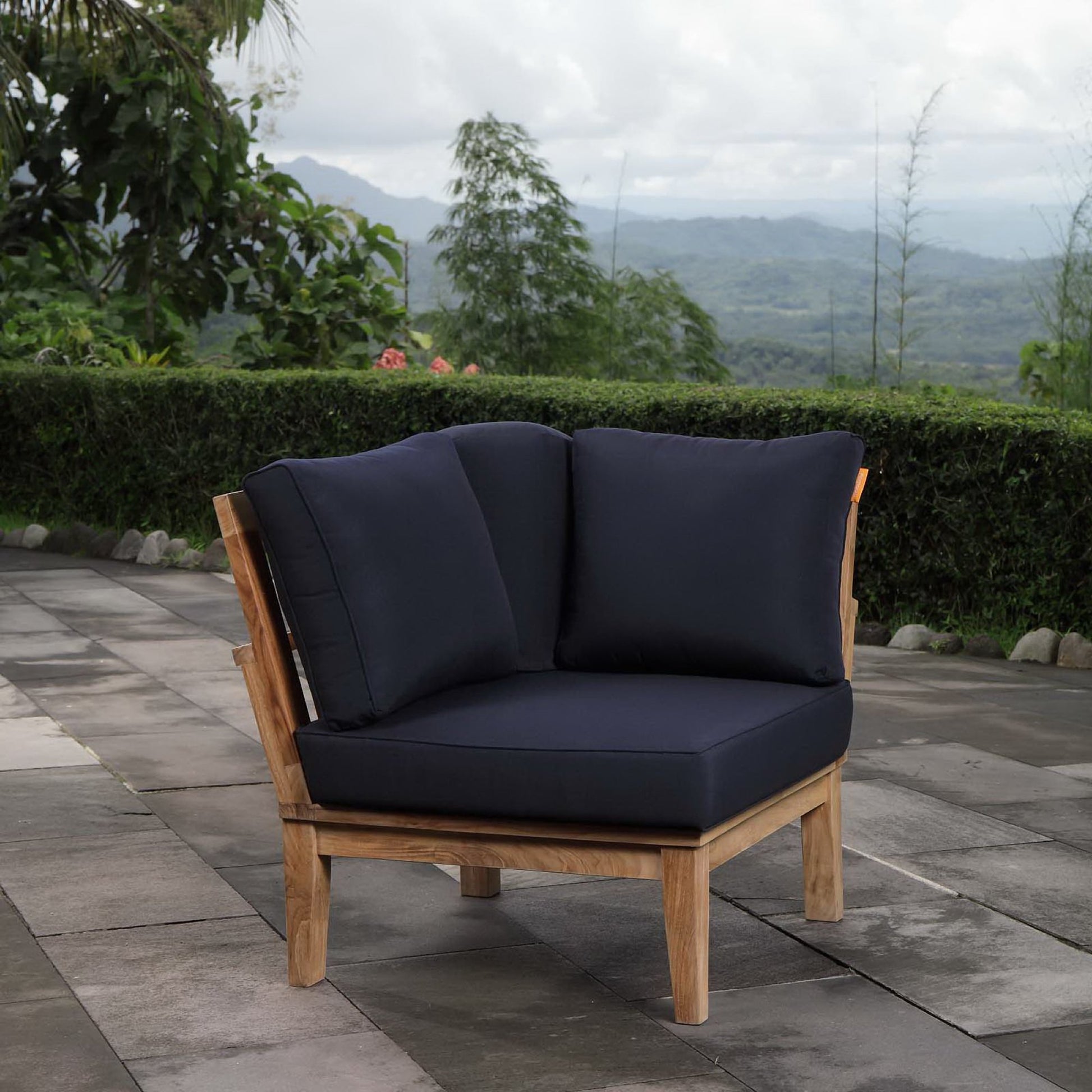 Marina Outdoor Patio Teak Corner Sofa by Modway - Best Buy Furniture