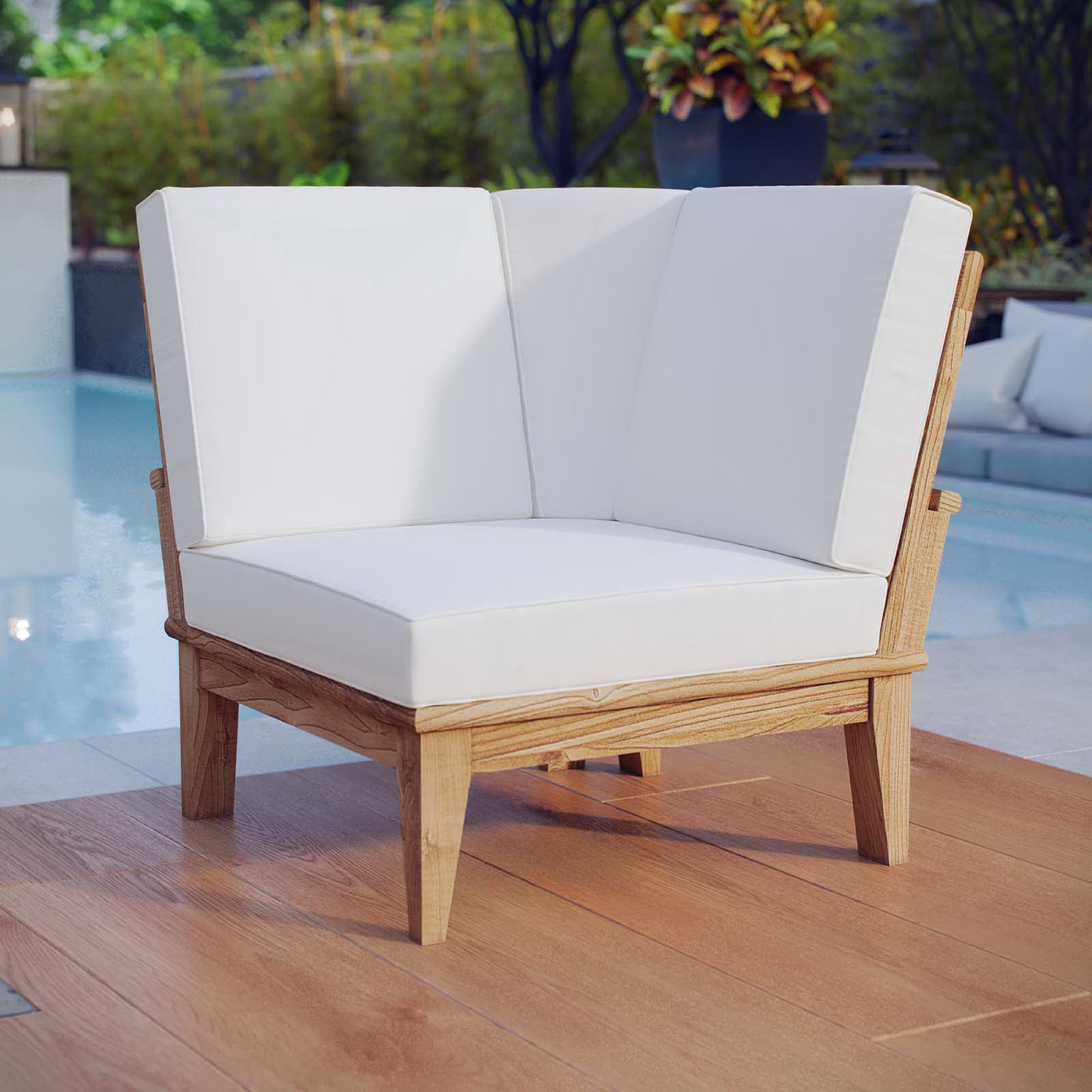 Marina Outdoor Patio Teak Corner Sofa by Modway - Best Buy Furniture