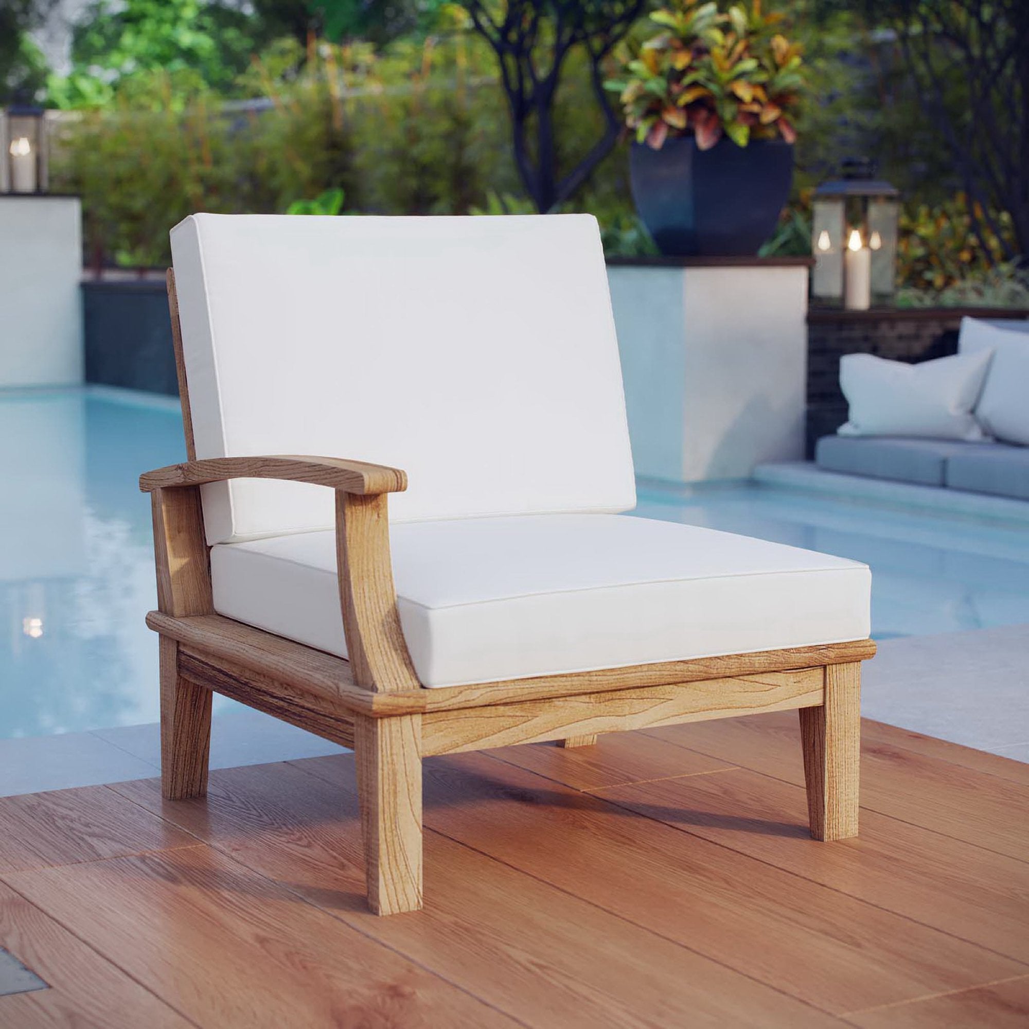 Marina Outdoor Patio Teak Left-Facing Sofa by Modway - Best Buy Furniture