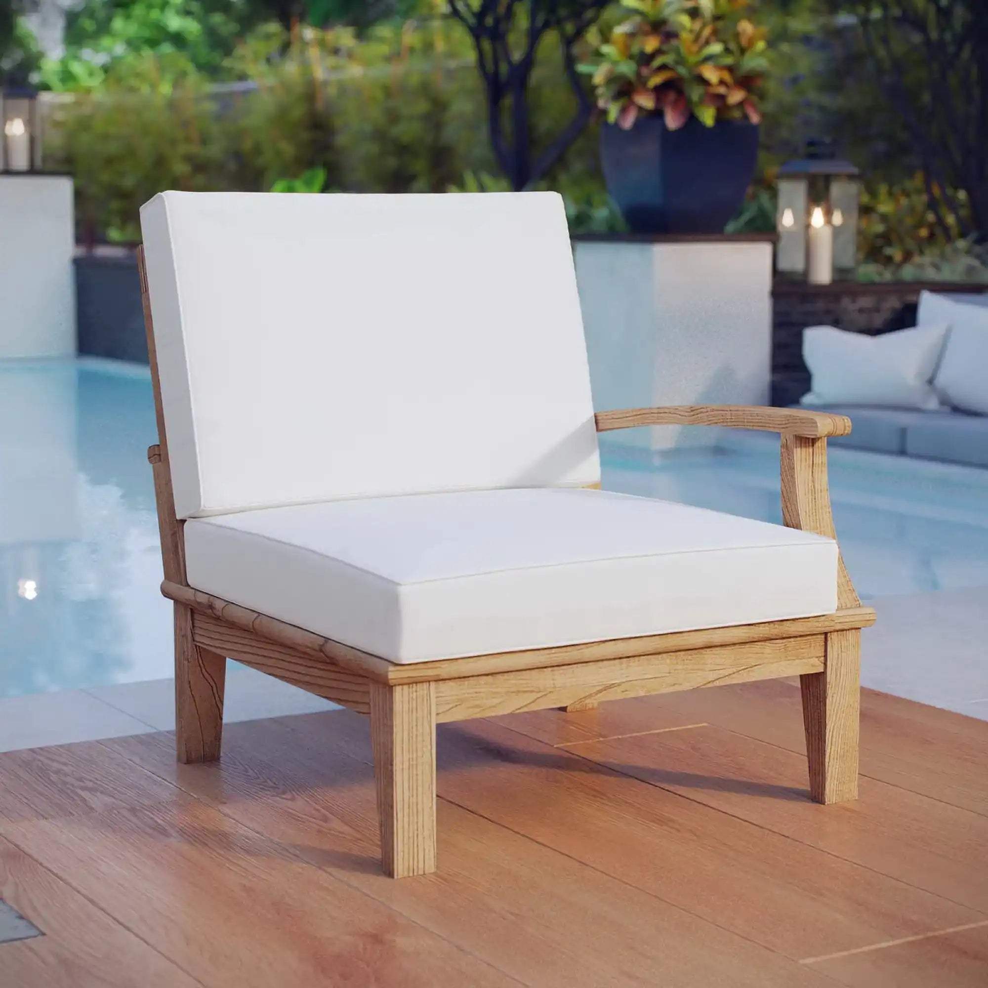 Marina Outdoor Patio Teak Right-Facing Sofa by Modway - Best Buy Furniture