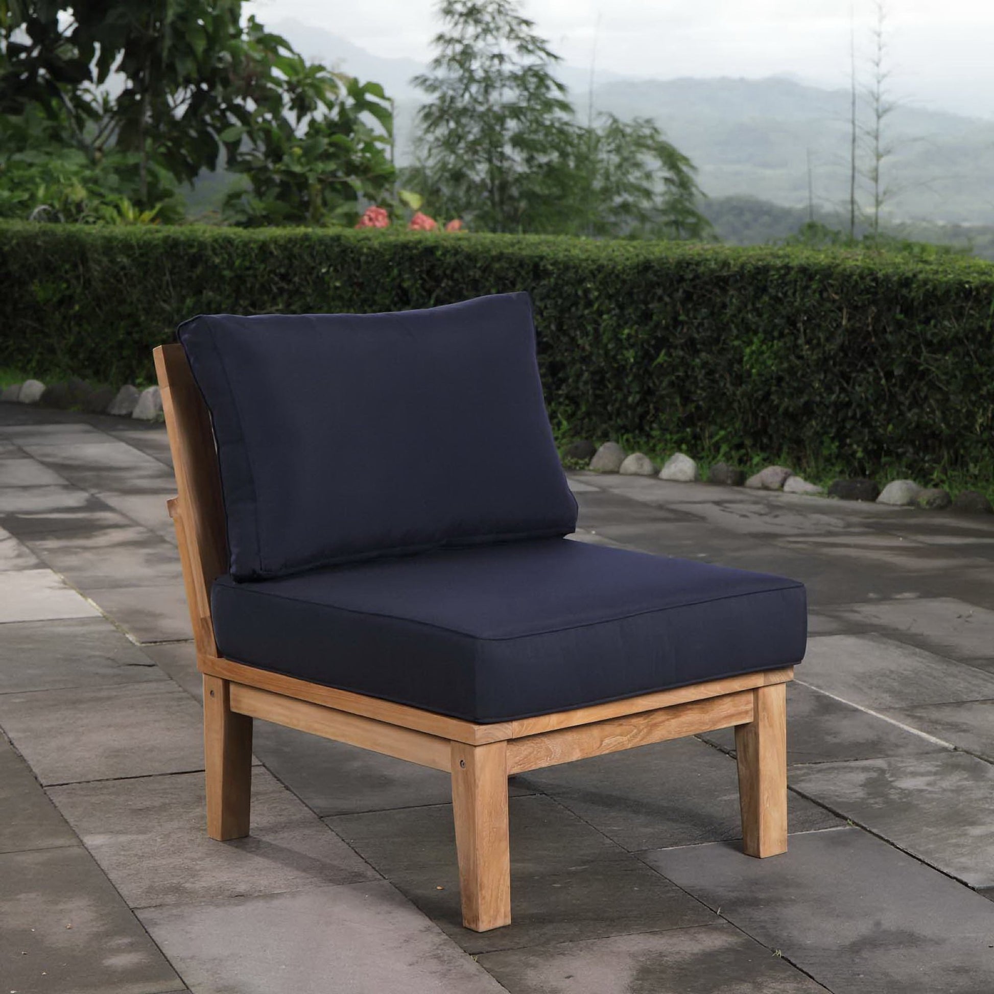 Marina Armless Outdoor Patio Teak Sofa by Modway - Best Buy Furniture