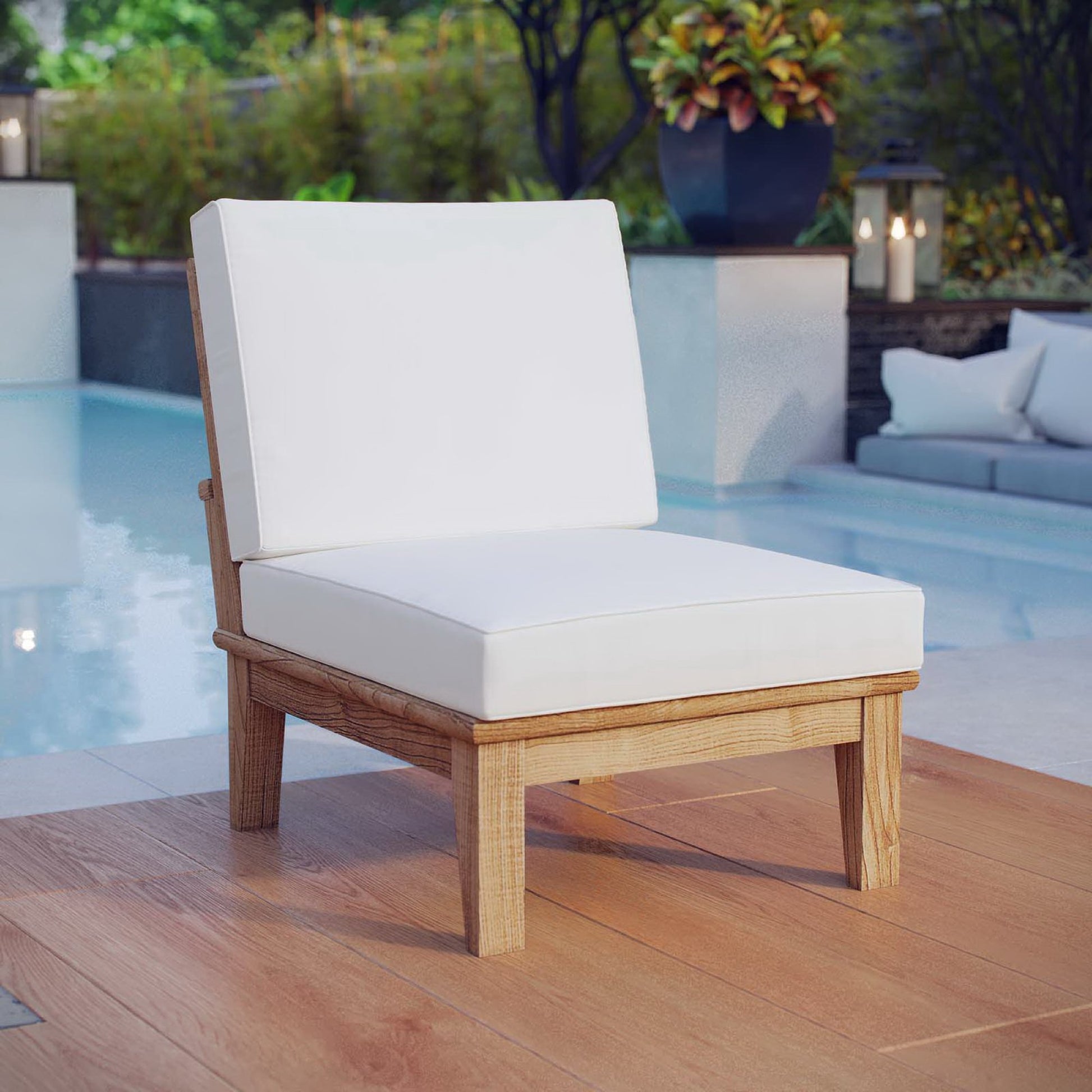 Marina Armless Outdoor Patio Teak Sofa by Modway - Best Buy Furniture