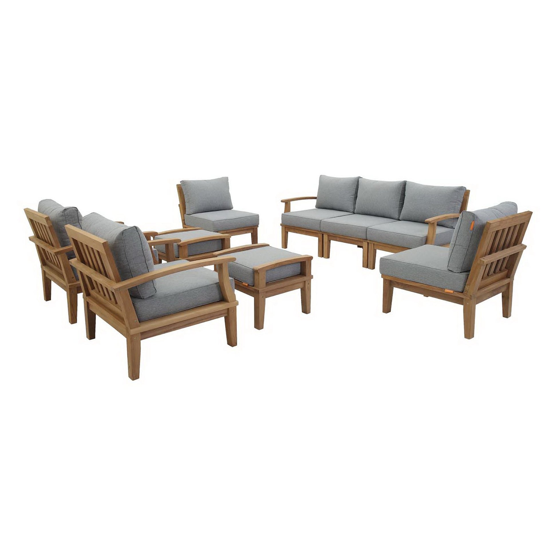 Marina 9 Piece Outdoor Patio Teak Set by Modway - Best Buy Furniture
