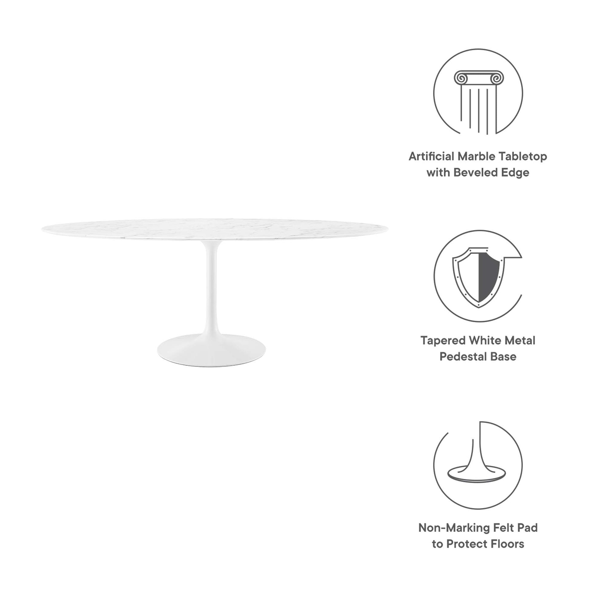 Lippa 78" Oval Faux Marble Dining Table by Modway - Best Buy Furniture