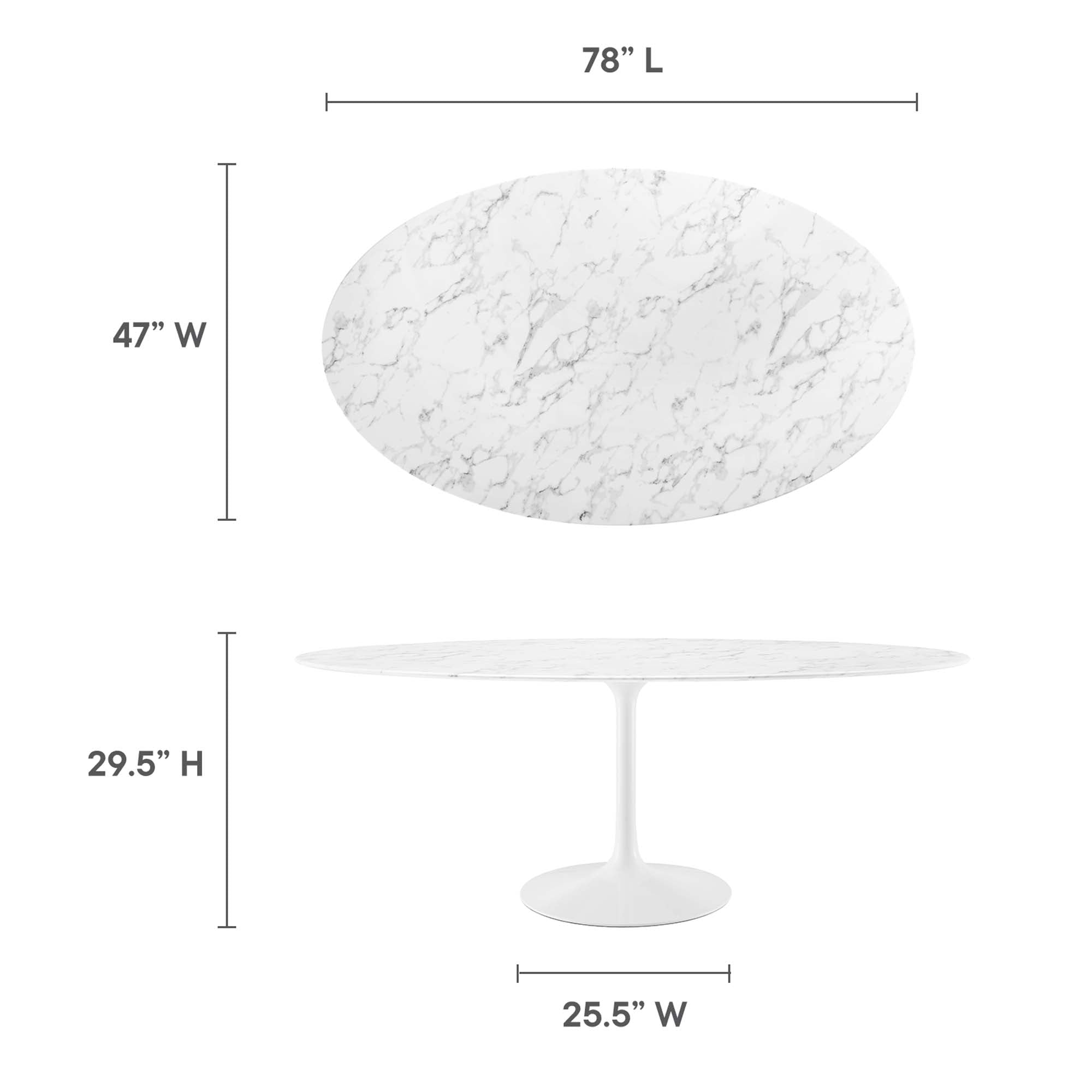 Lippa 78" Oval Faux Marble Dining Table by Modway - Best Buy Furniture