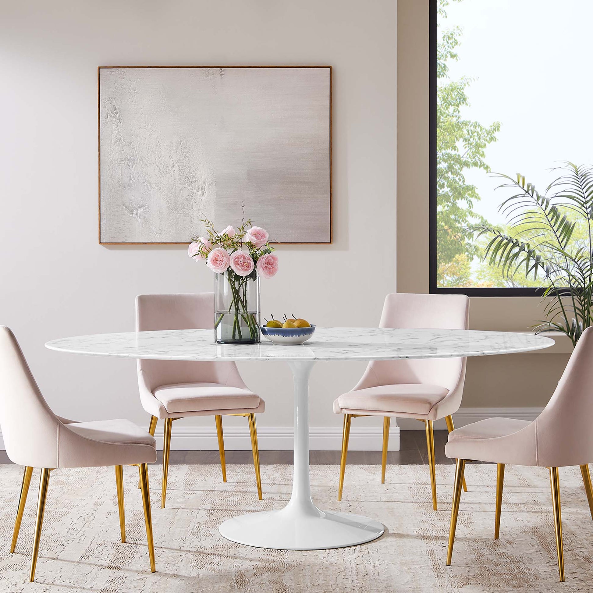 Lippa 78" Oval Faux Marble Dining Table by Modway - Best Buy Furniture