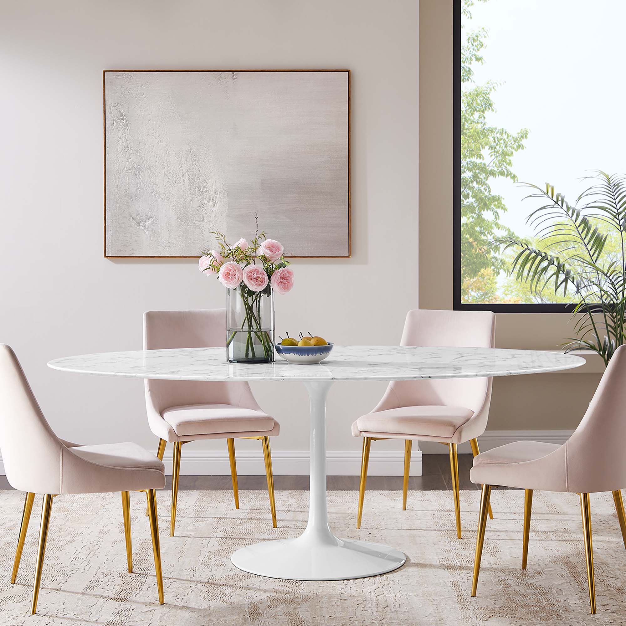 Lippa 78" Oval Faux Marble Dining Table by Modway - Best Buy Furniture