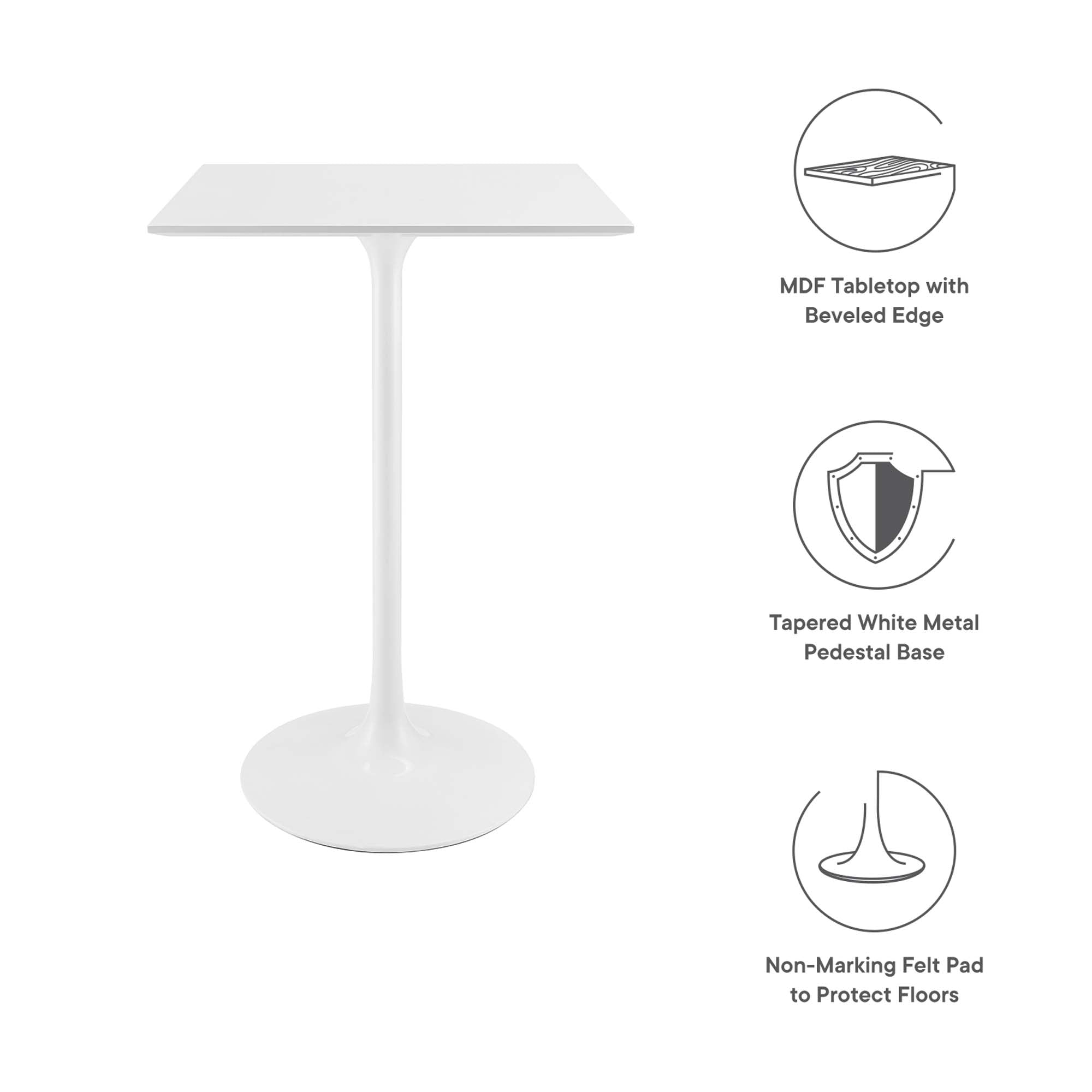 Lippa 28" Square Wood Bar Table by Modway - Best Buy Furniture