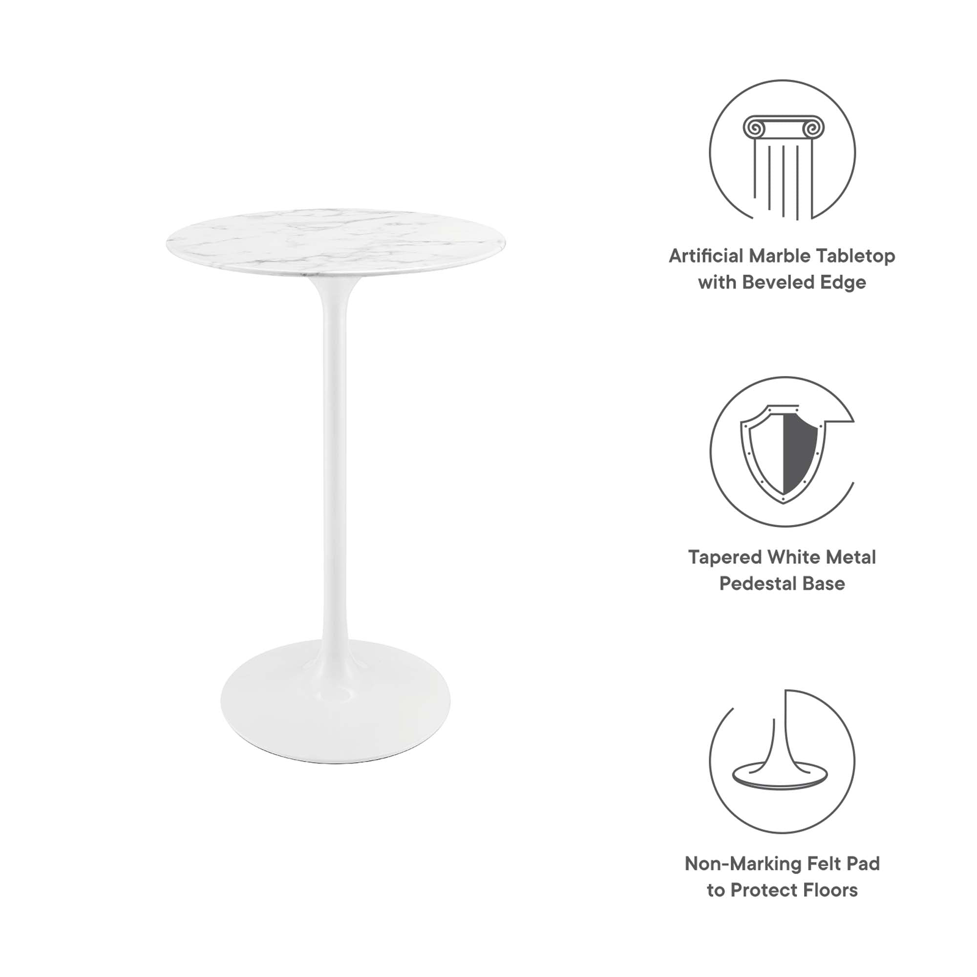 Lippa 28" Round Faux Marble Bar Table by Modway - Best Buy Furniture
