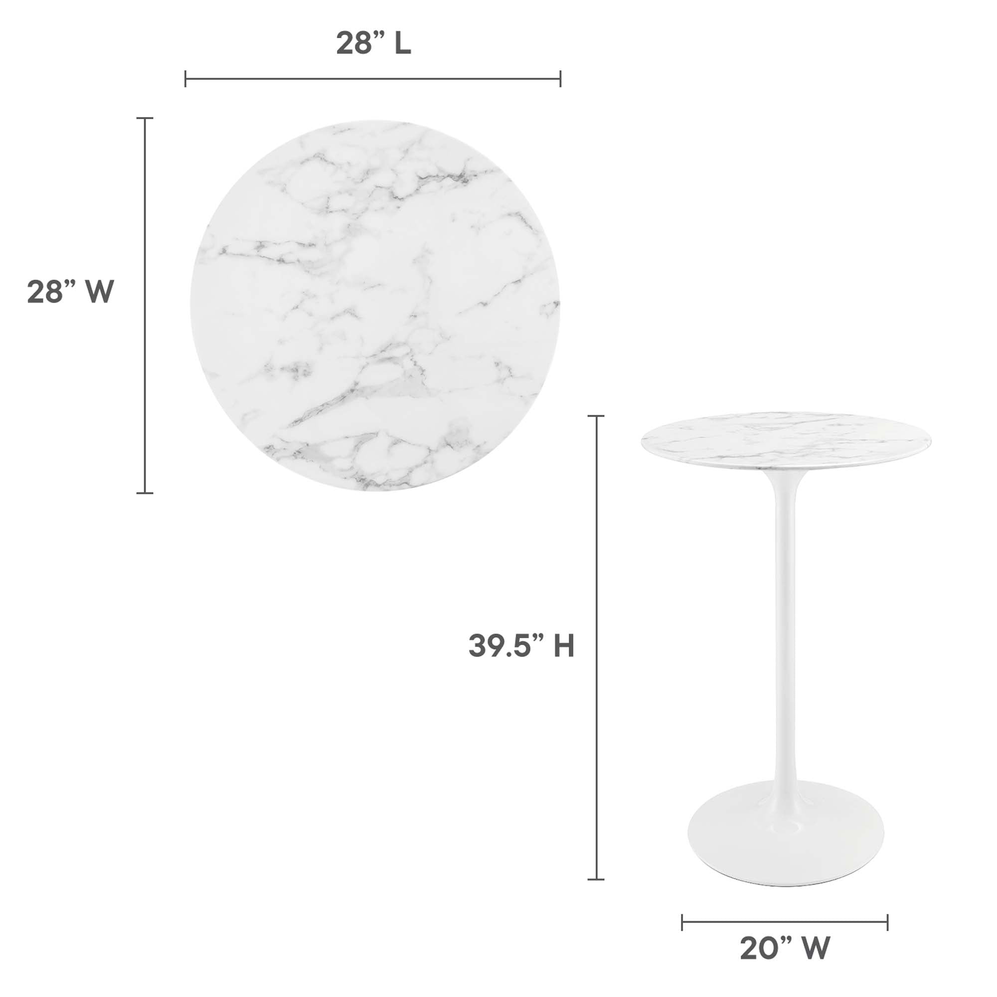 Lippa 28" Round Faux Marble Bar Table by Modway - Best Buy Furniture