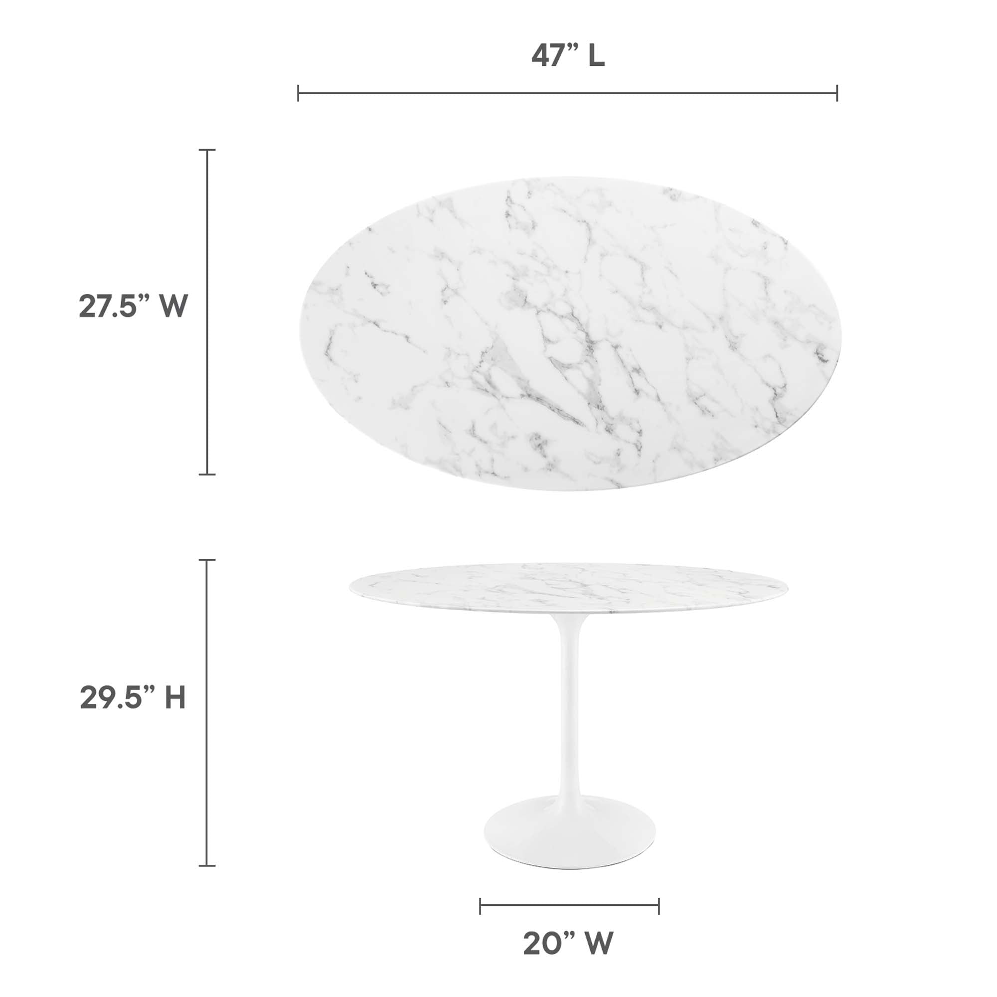 Lippa 48" Oval Faux Marble Dining Table by Modway - Best Buy Furniture