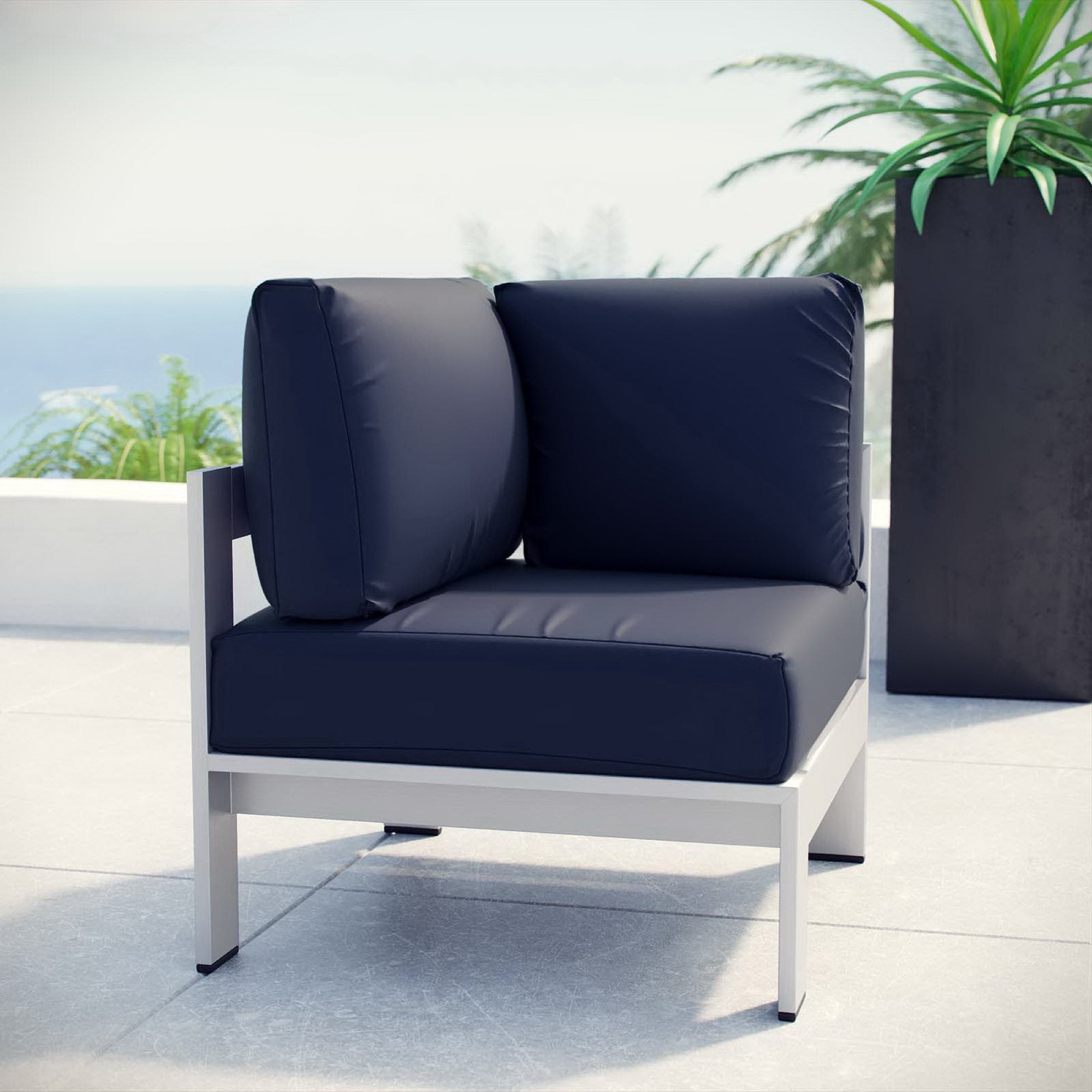 Shore Outdoor Patio Aluminum Corner Sofa by Modway