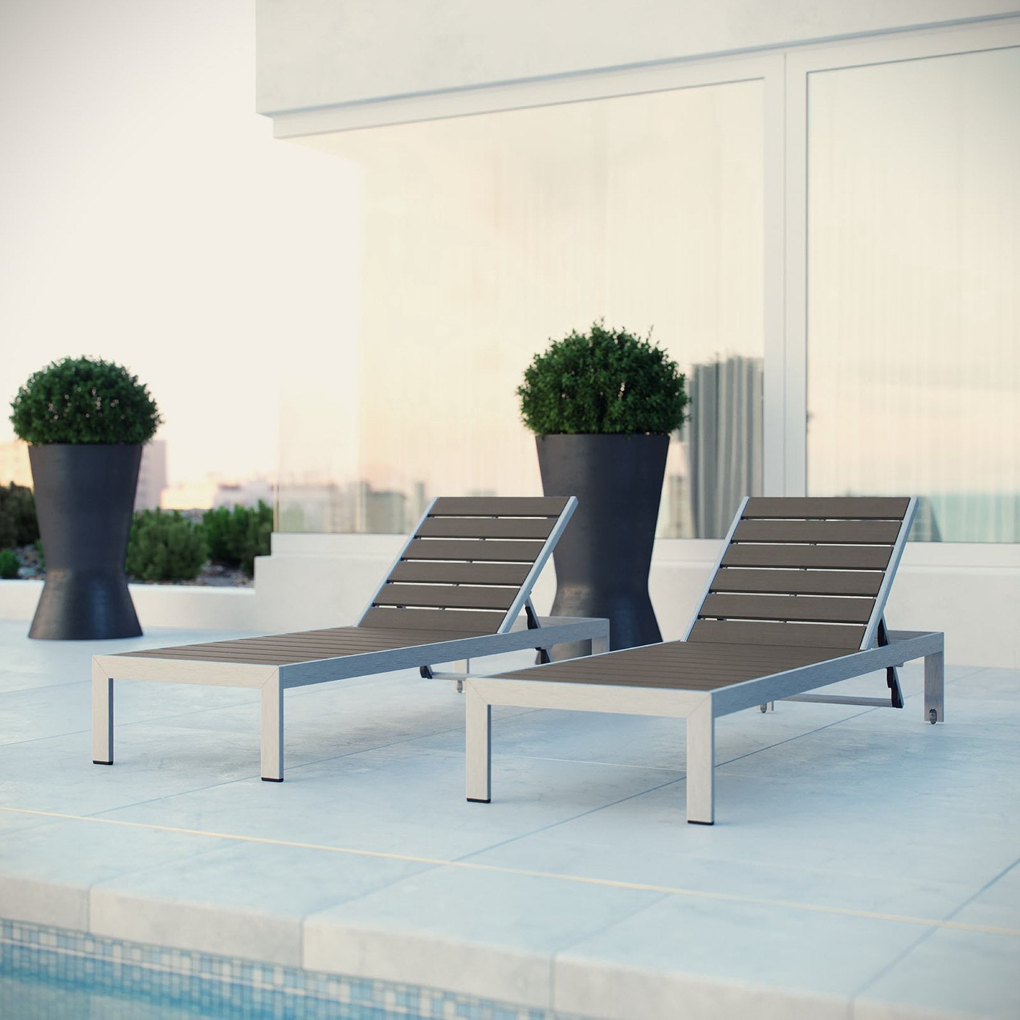 Shore Outdoor Patio Aluminum Chaise Set of 2 by Modway