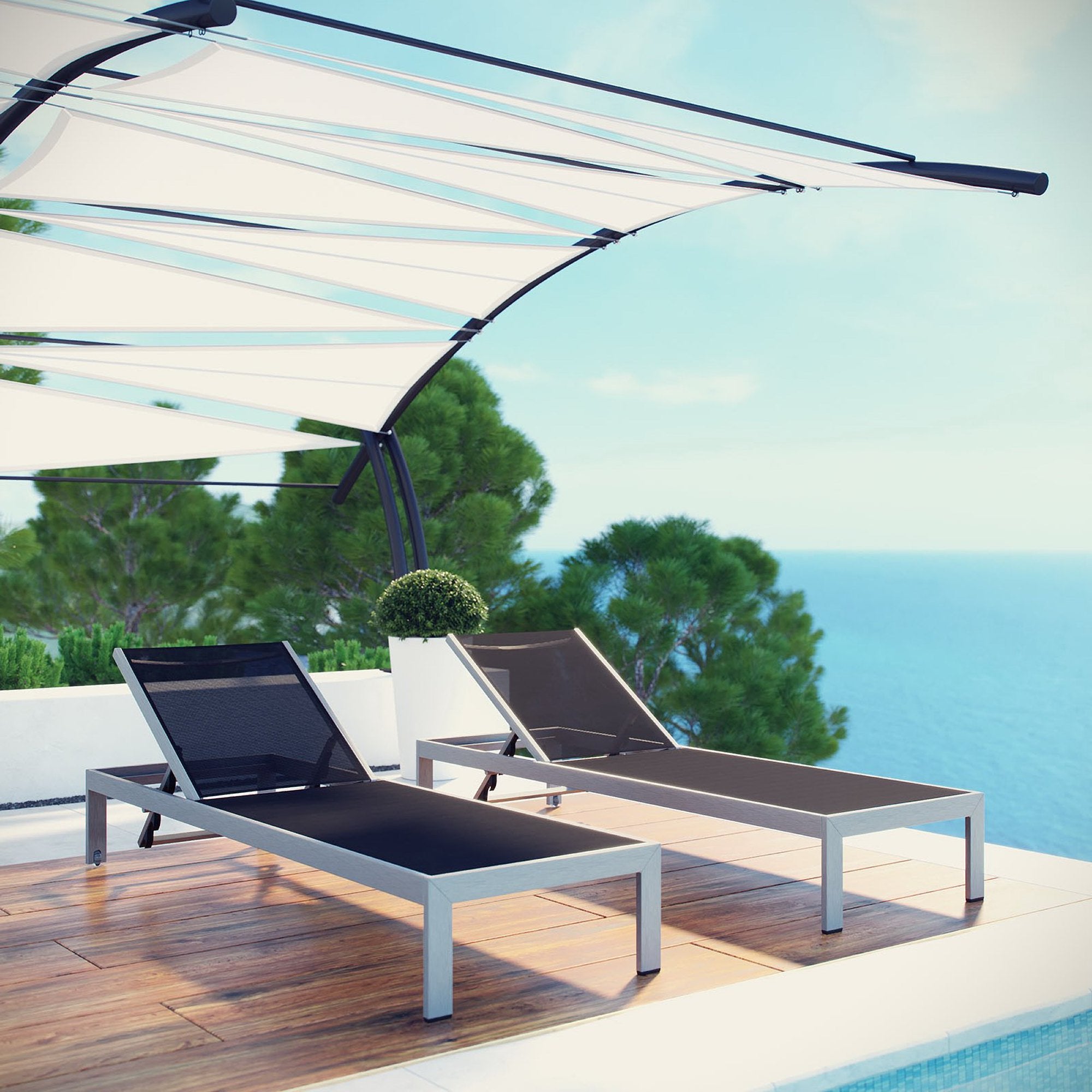 Shore Outdoor Patio Aluminum Chaise Set of 2 by Modway