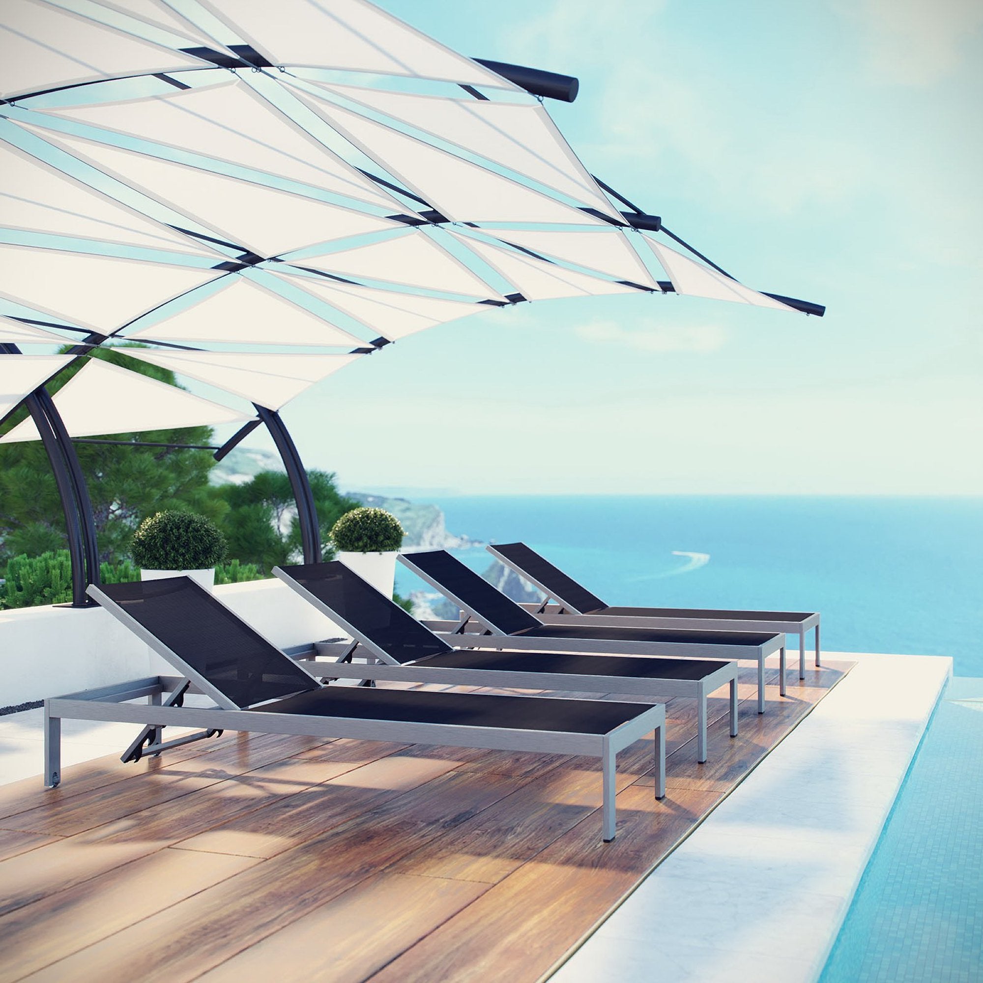 Shore Outdoor Patio Aluminum Chaise Set of 4 by Modway