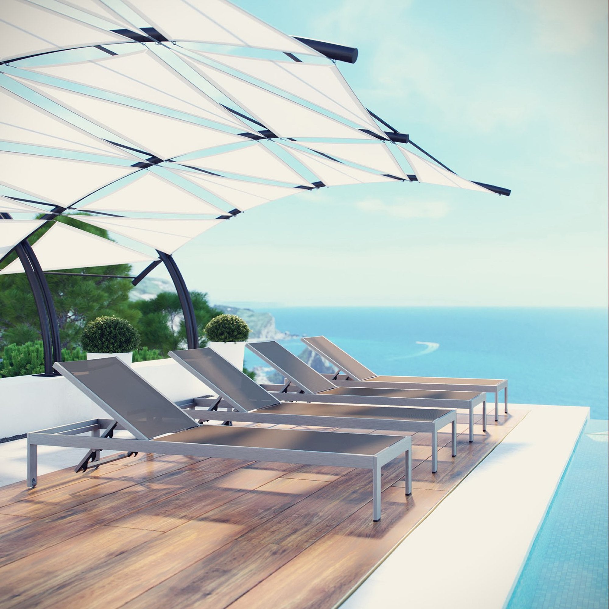 Shore Outdoor Patio Aluminum Chaise Set of 4 by Modway