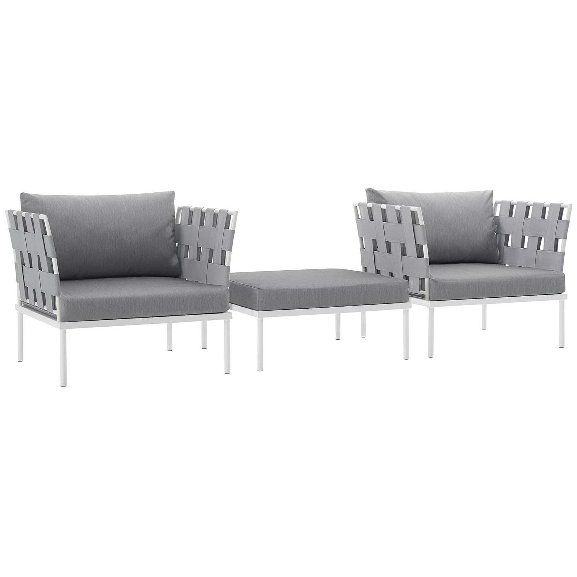 Harmony 3 Piece Outdoor Patio Aluminum Sectional Sofa Set by Modway