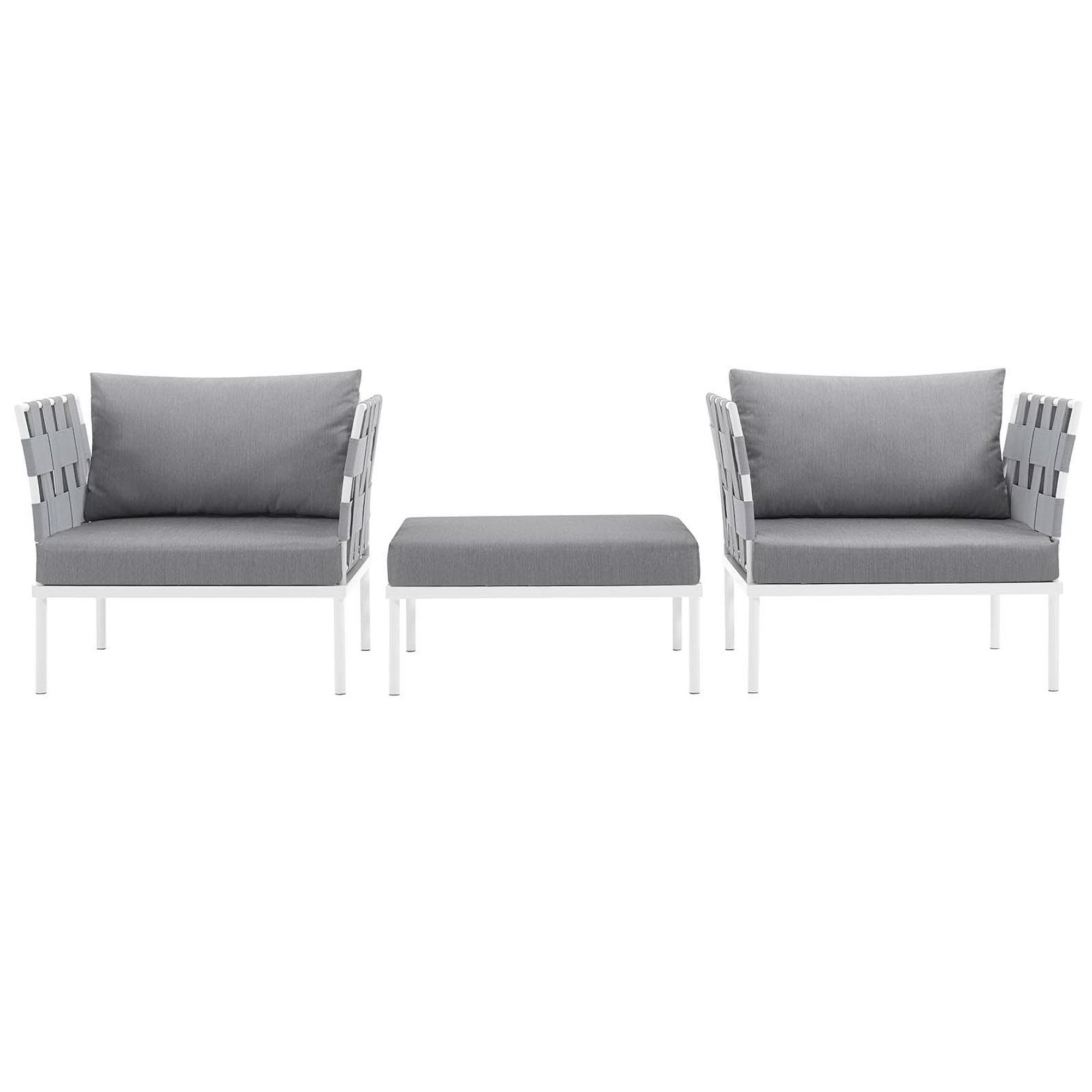 Harmony 3 Piece Outdoor Patio Aluminum Sectional Sofa Set by Modway