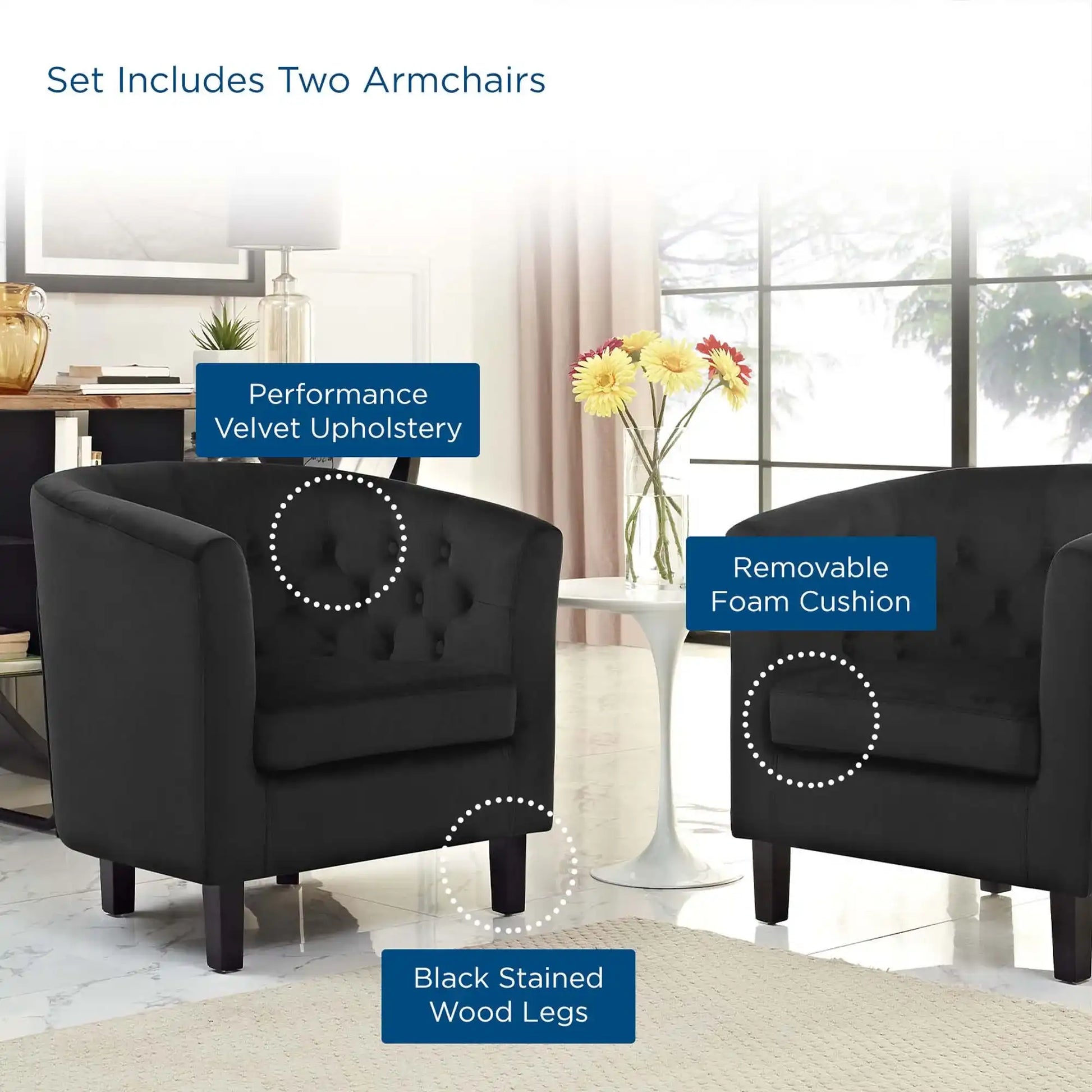 Prospect 2 Piece Performance Velvet Armchair Set by Modway - Best Buy Furniture