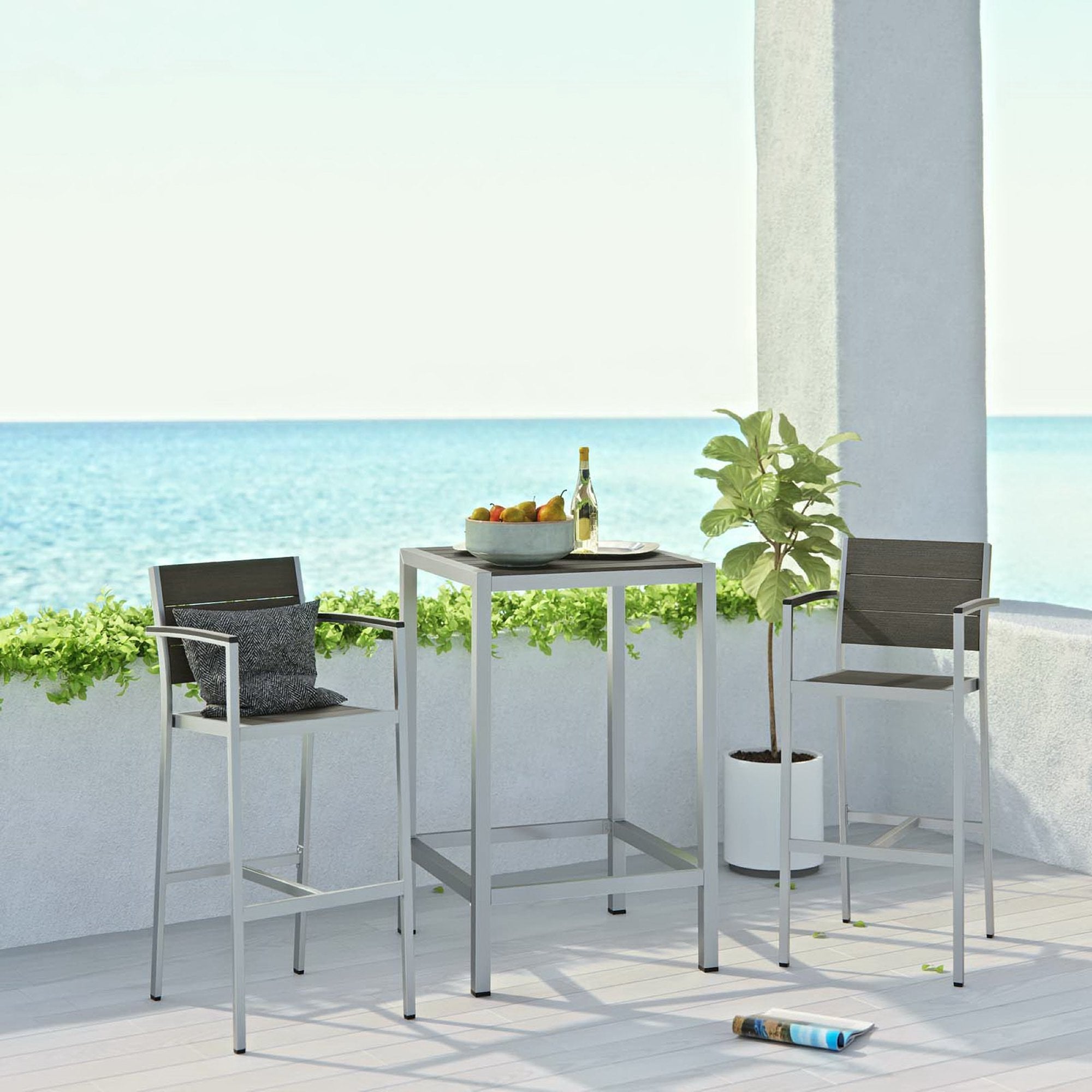 Shore 3 Piece Outdoor Patio Aluminum Pub Set by Modway - Best Buy Furniture