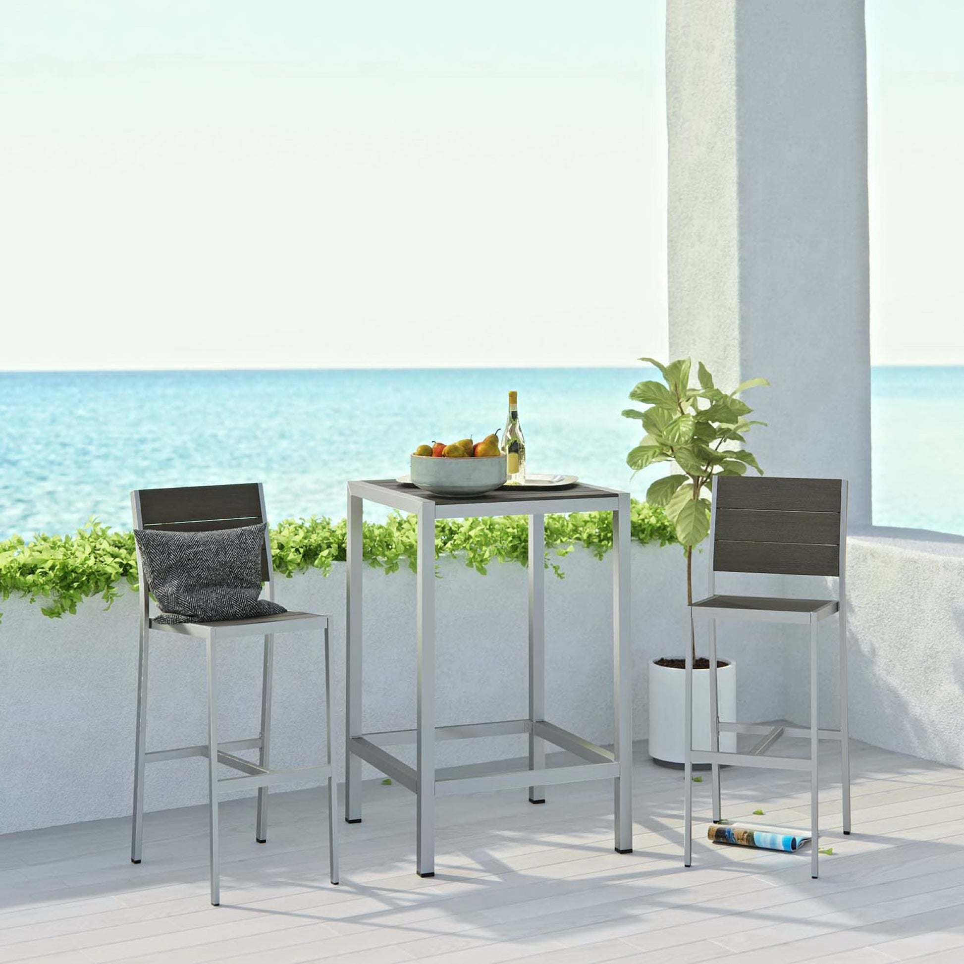 Shore 3 Piece Outdoor Patio Aluminum Pub Set by Modway - Best Buy Furniture