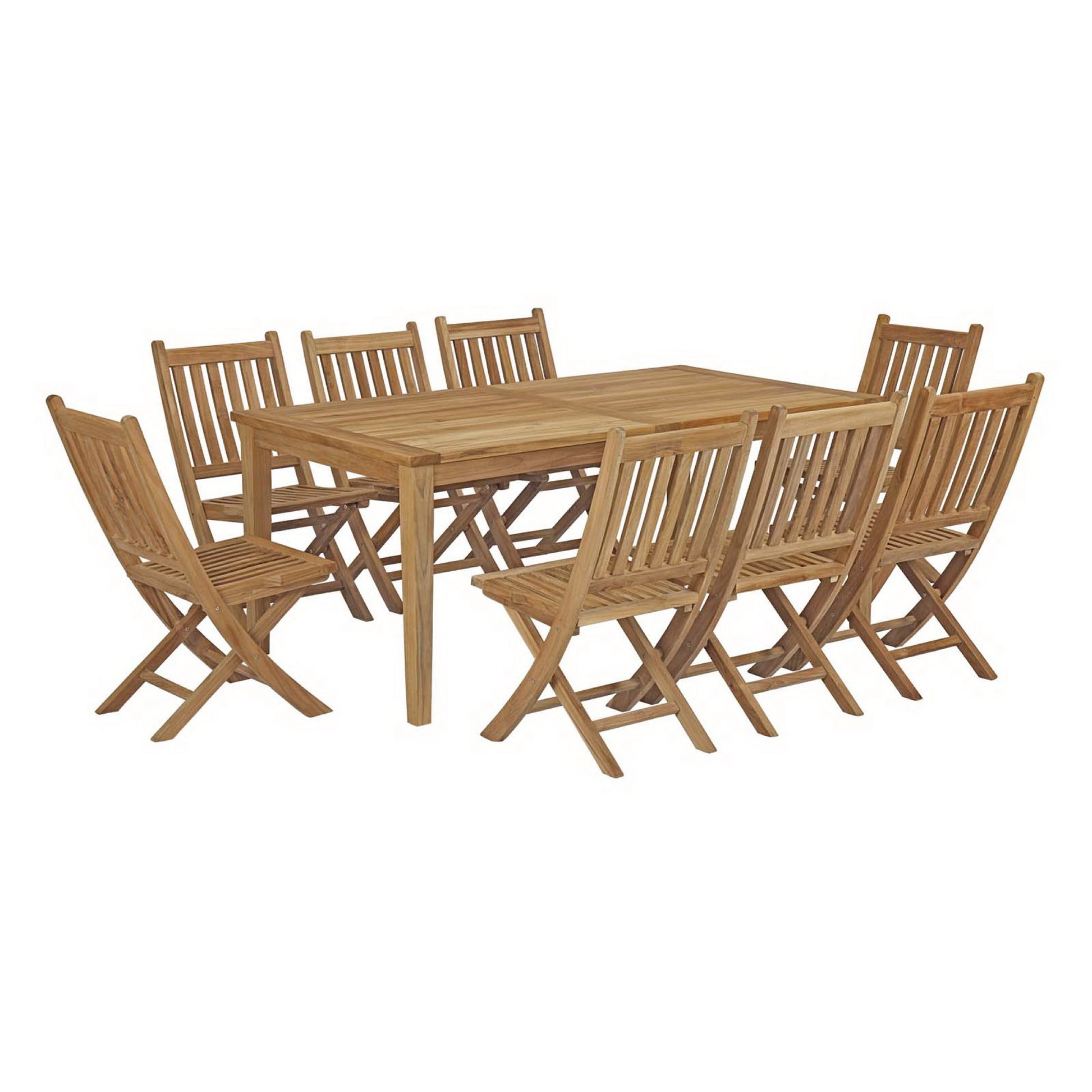 Marina 9 Piece Outdoor Patio Teak Dining Set by Modway - Best Buy Furniture