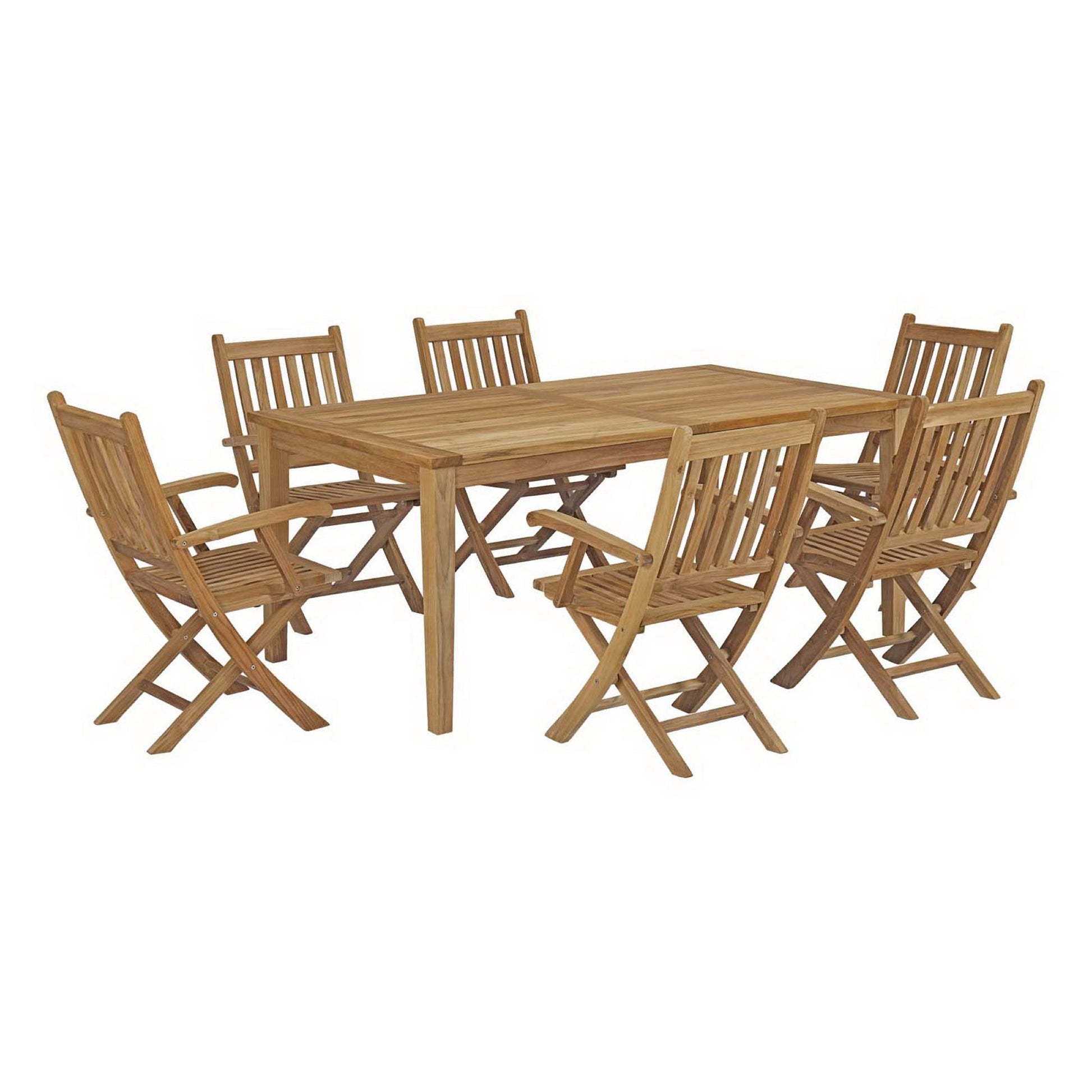 Marina 7 Piece Outdoor Patio Teak Dining Set by Modway - Best Buy Furniture
