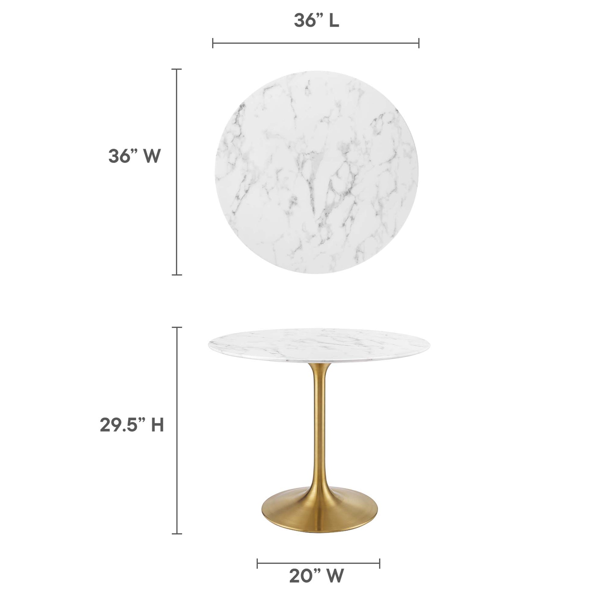 Lippa 36" Round Faux Marble Dining Table by Modway - Best Buy Furniture