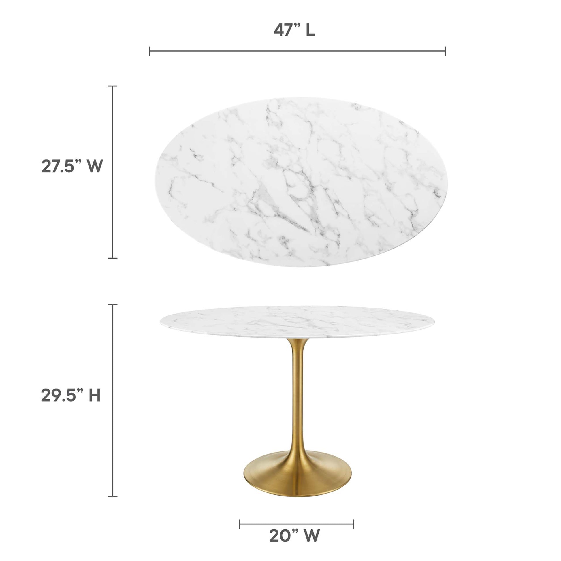 Lippa 48" Oval Faux Marble Dining Table by Modway - Best Buy Furniture